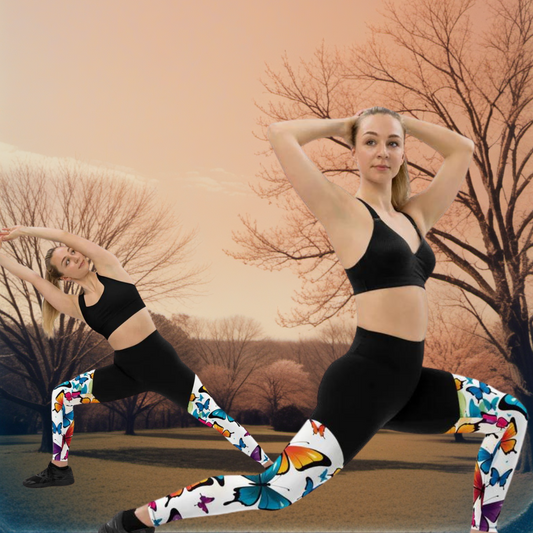 Vibrant Energy: Colorful Butterfly Pattern Sports Leggings