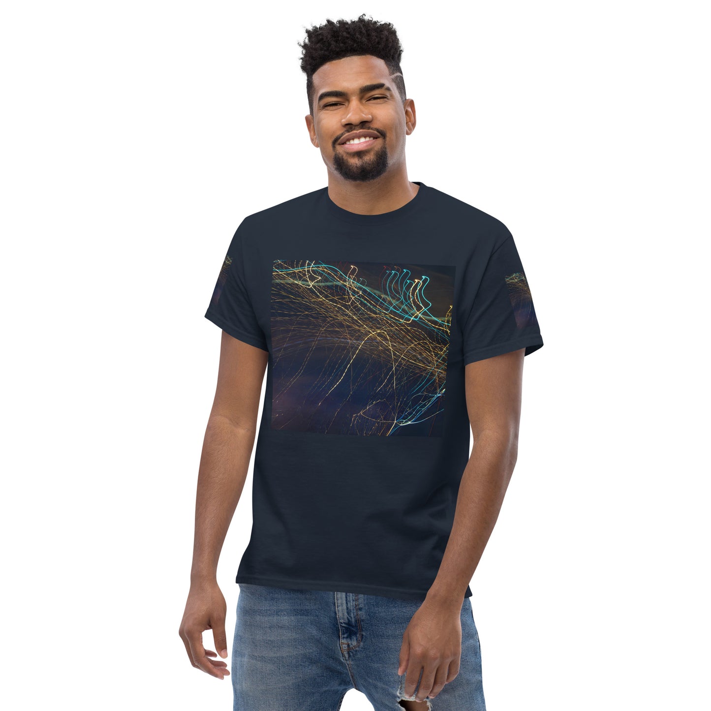 Dark Abstract Lights Tee - Men's Classic Shirt with Unique Craftsmanship
