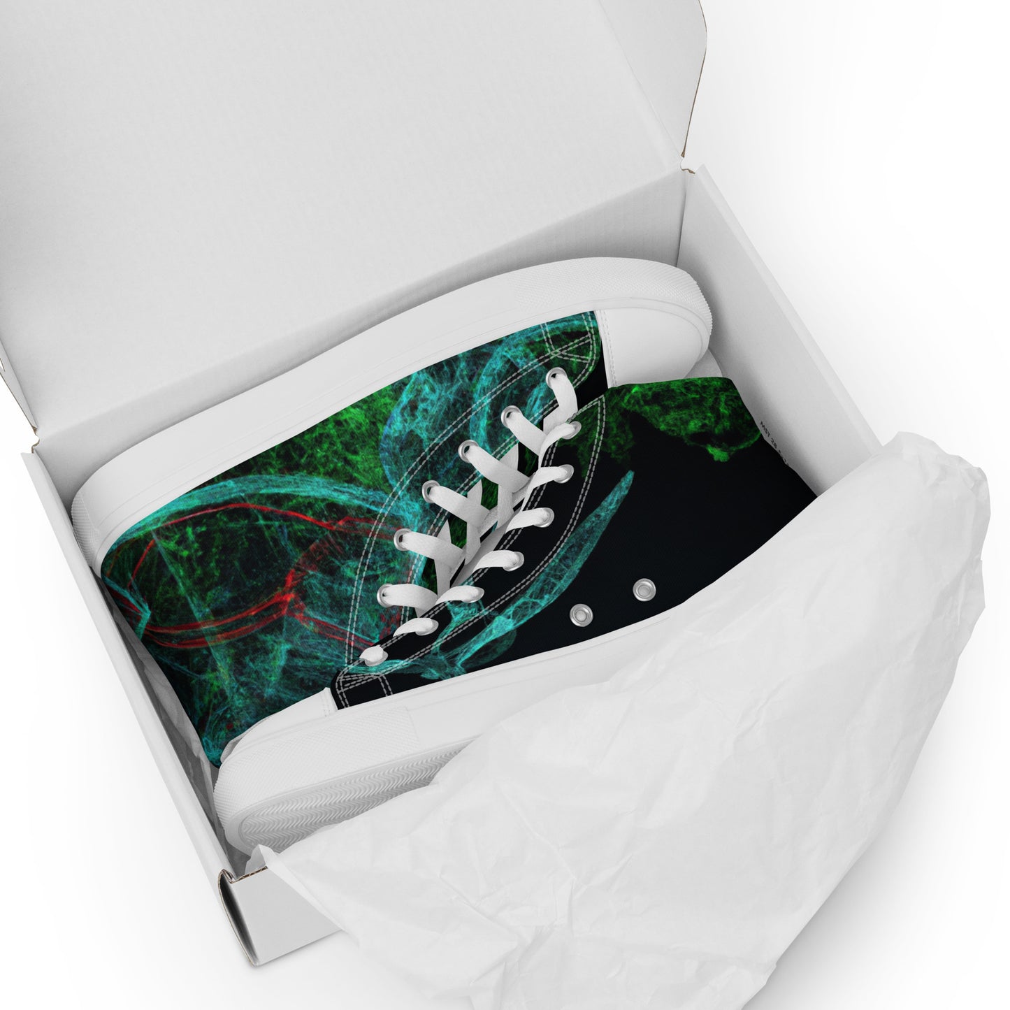 Elevate Your Style: Unique Dark Green Abstract High Tops | Limited Edition