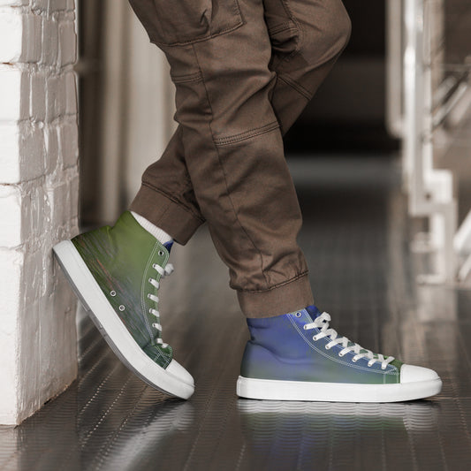 Elevate Your Style with Our Teal Abstract Men's High Top Shoes - Shop Now!