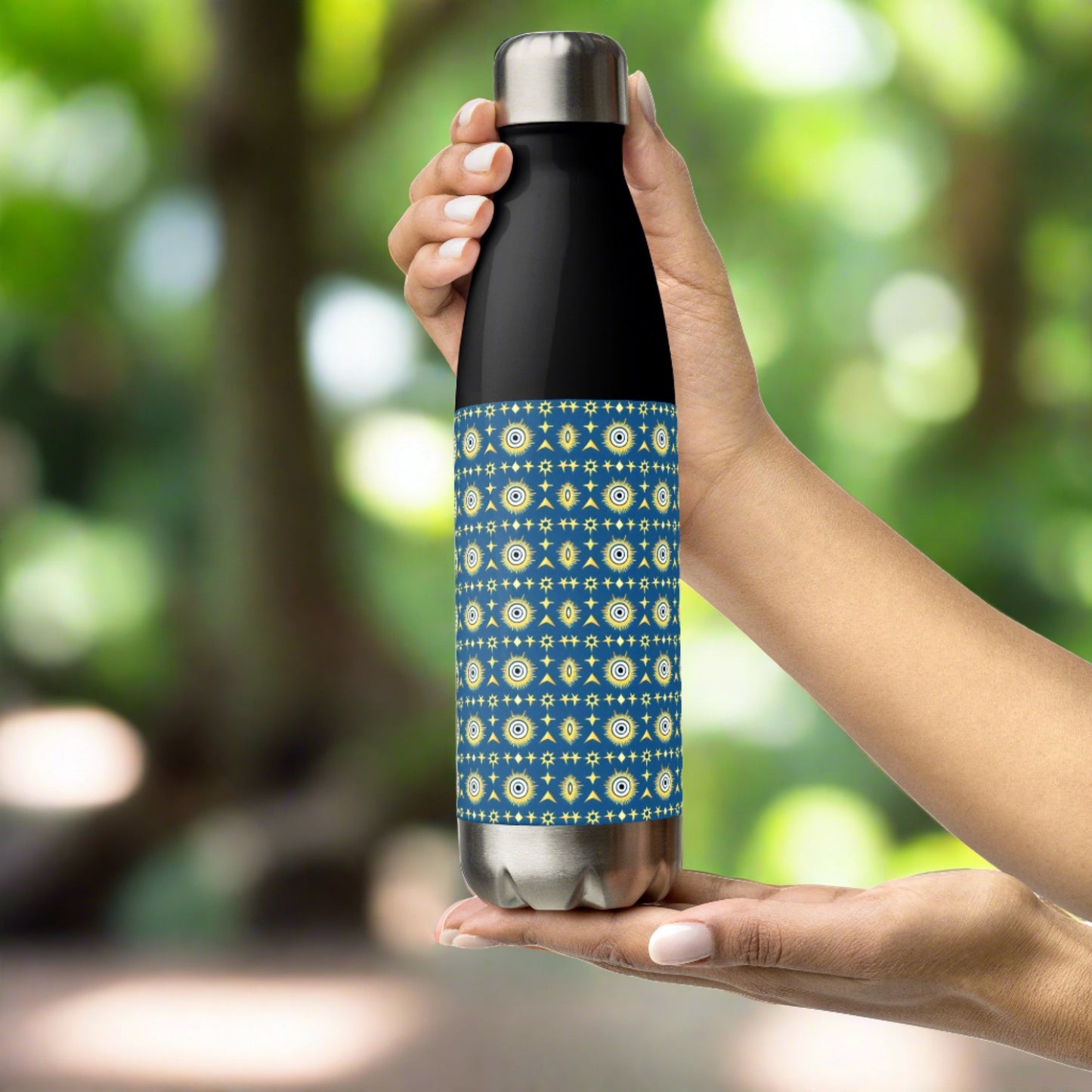 Eco-Friendly Navy & Gold Star 17oz Stainless Steel Water Bottle