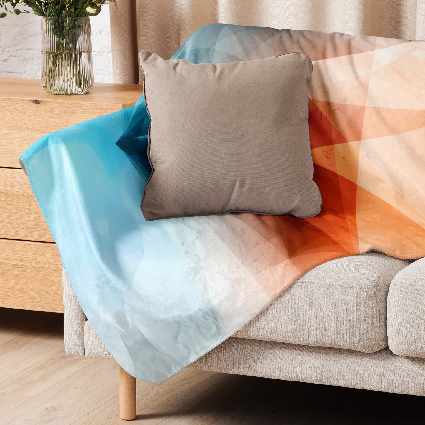 Peach Fuzz & Blue Sherpa Luxury Comfort Blanket - Ultra-Soft, Plush Warmth