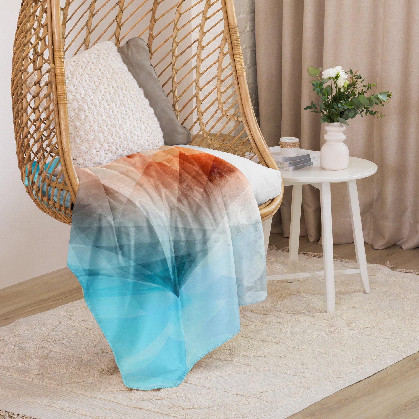 Peach Fuzz & Blue Sherpa Luxury Comfort Blanket - Ultra-Soft, Plush Warmth