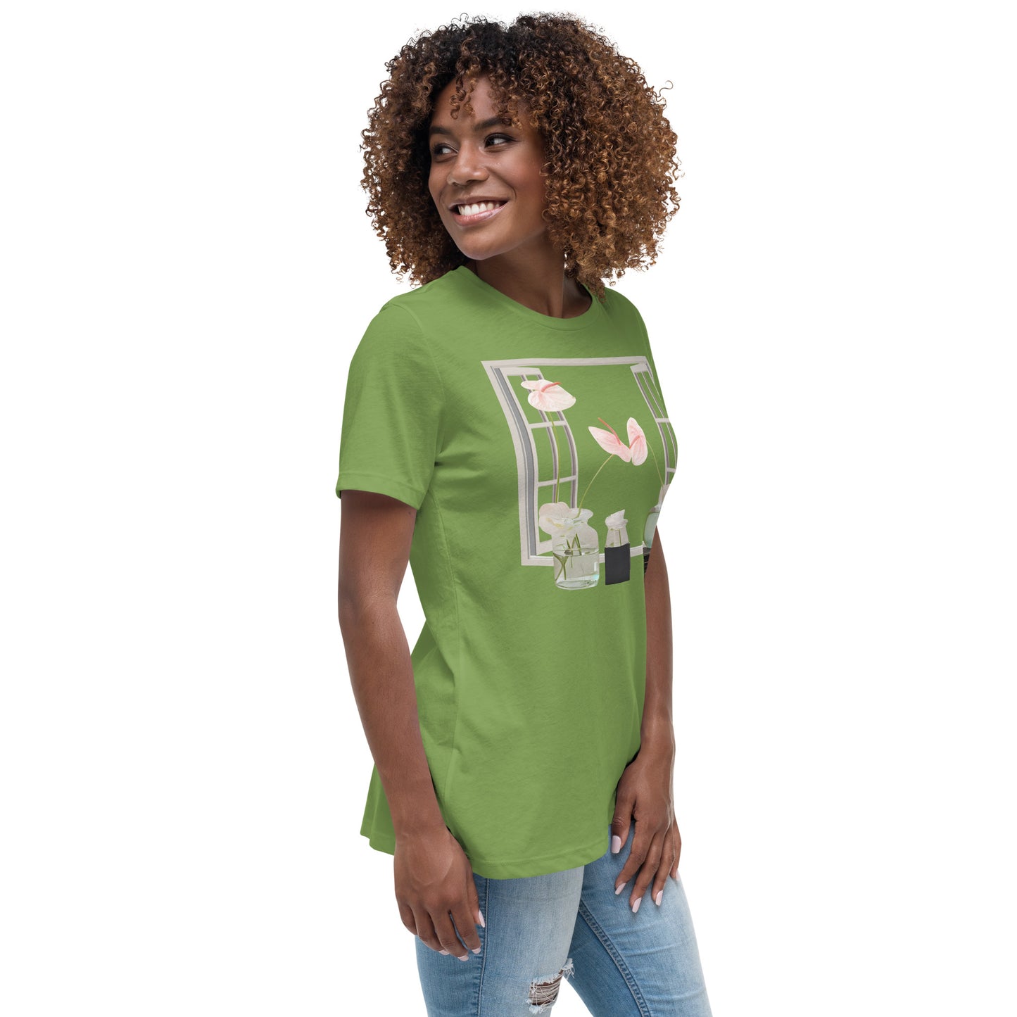 Floral Open Window Print Women's Relaxed T-Shirt - Perfect for Every Day