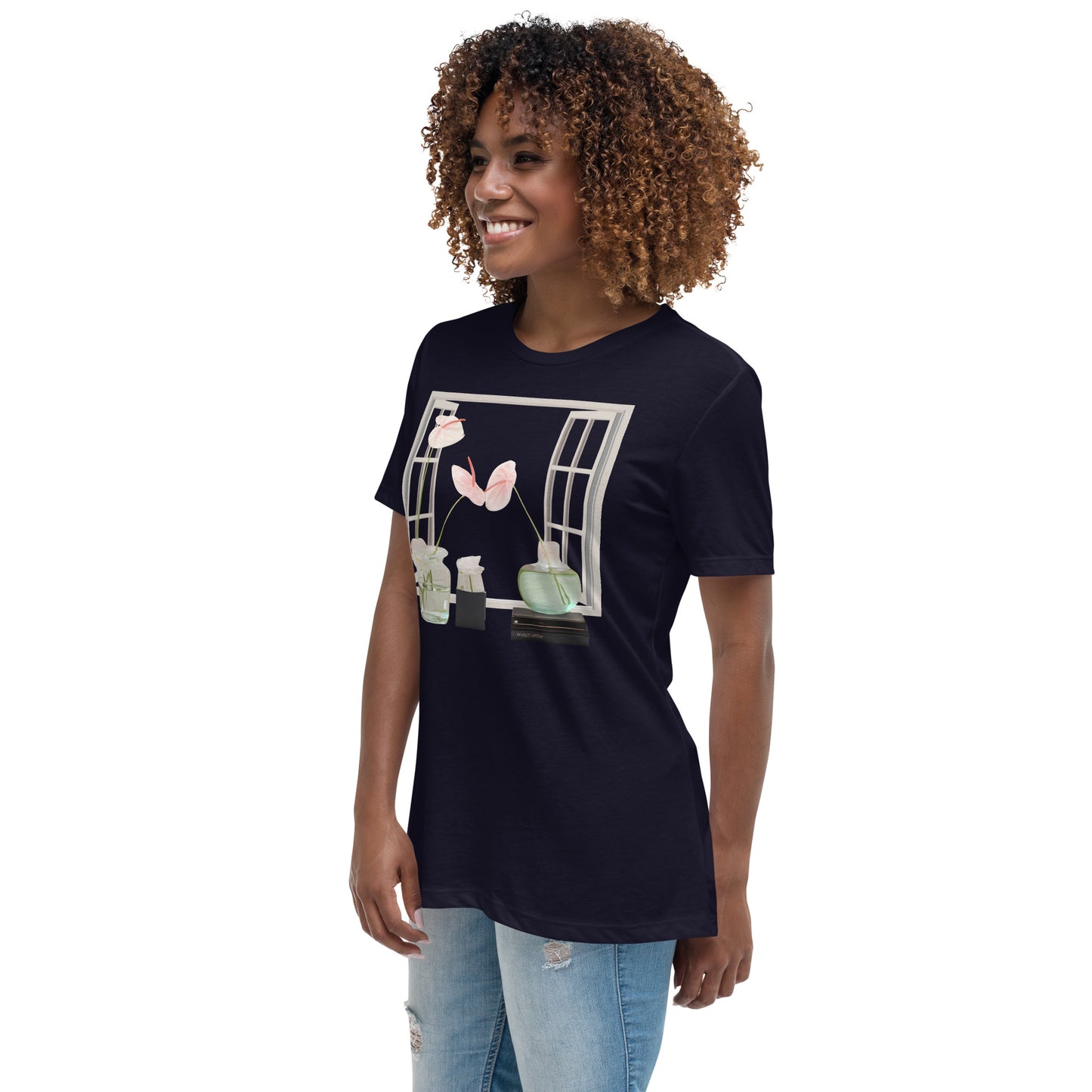 Floral Open Window Print Women's Relaxed T-Shirt - Perfect for Every Day