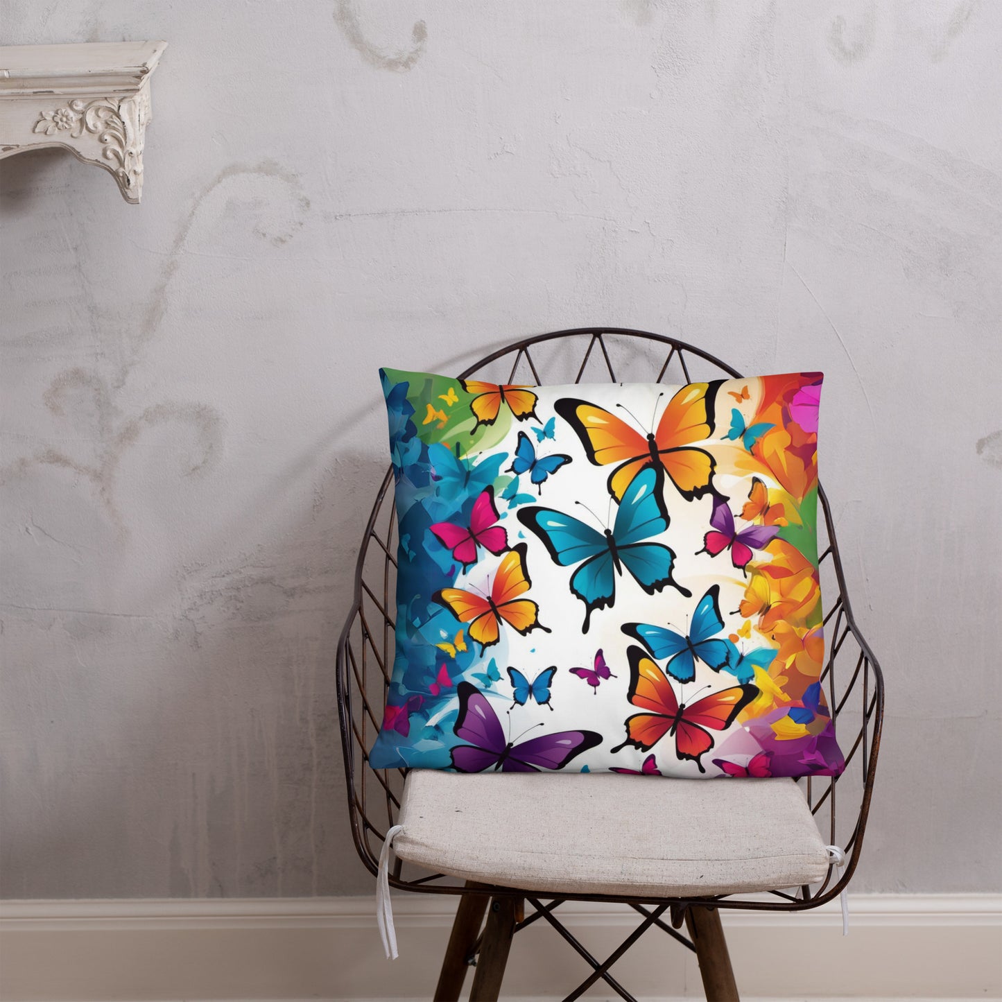 Colorful Butterfly Print Basic Pillow