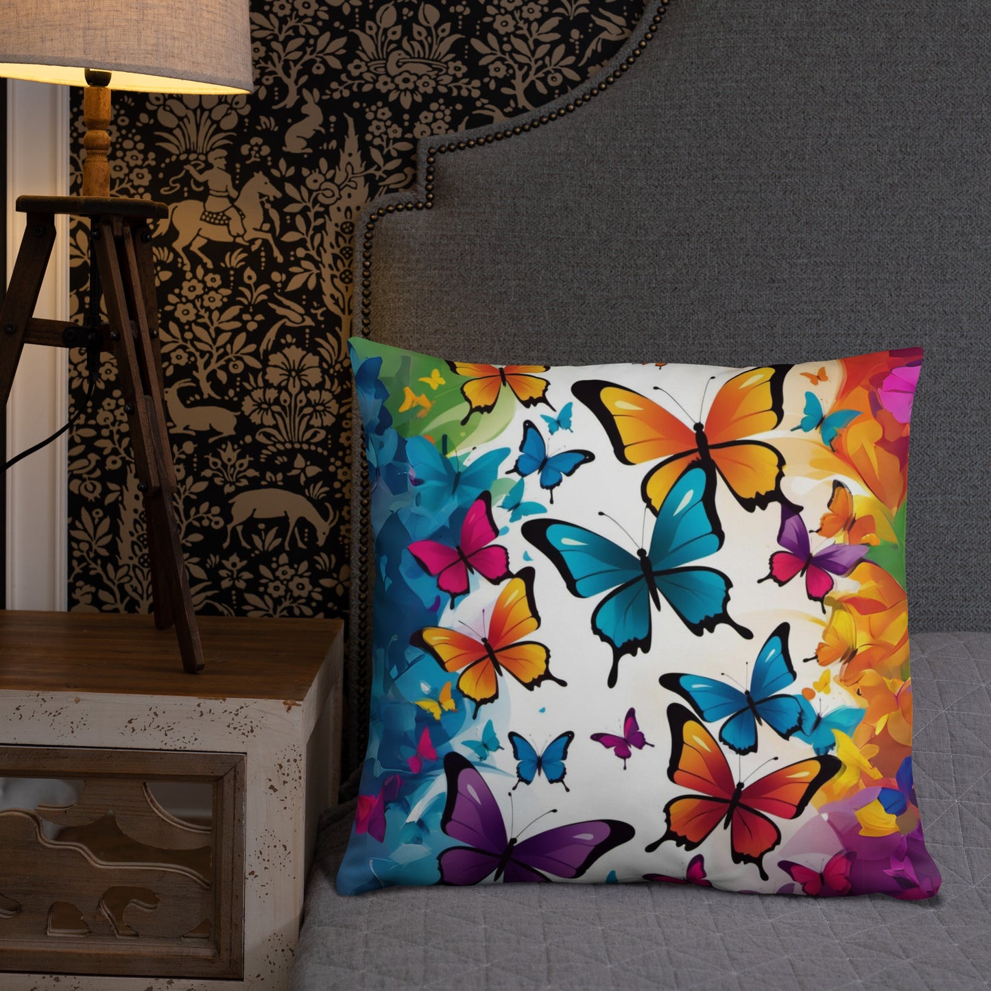 Colorful Butterfly Print Basic Pillow