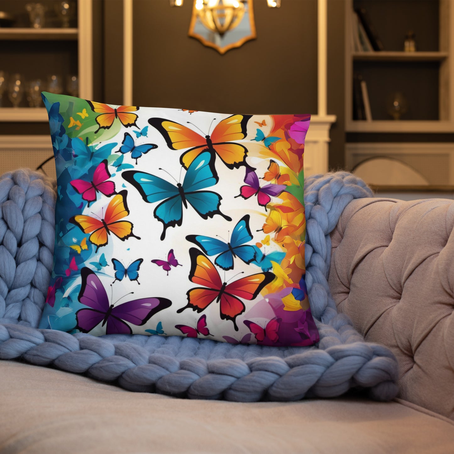 Colorful Butterfly Print Basic Pillow