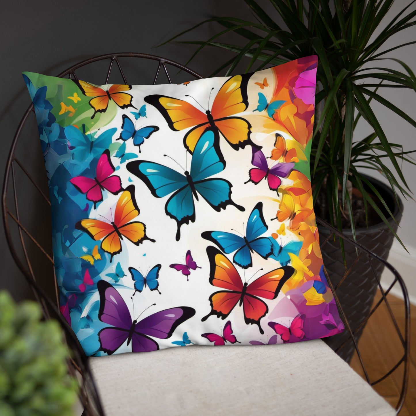 Colorful Butterfly Print Basic Pillow