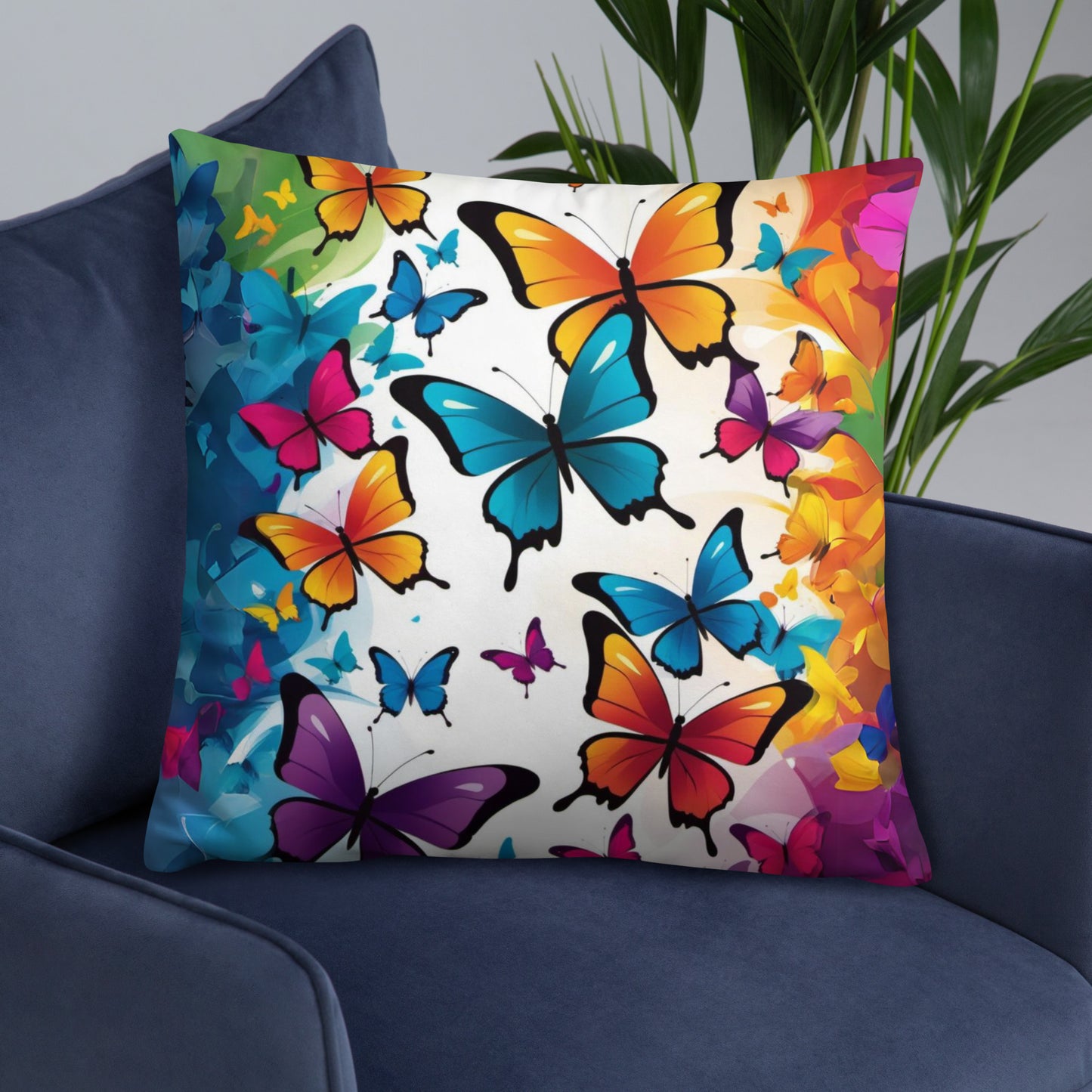 Colorful Butterfly Print Basic Pillow