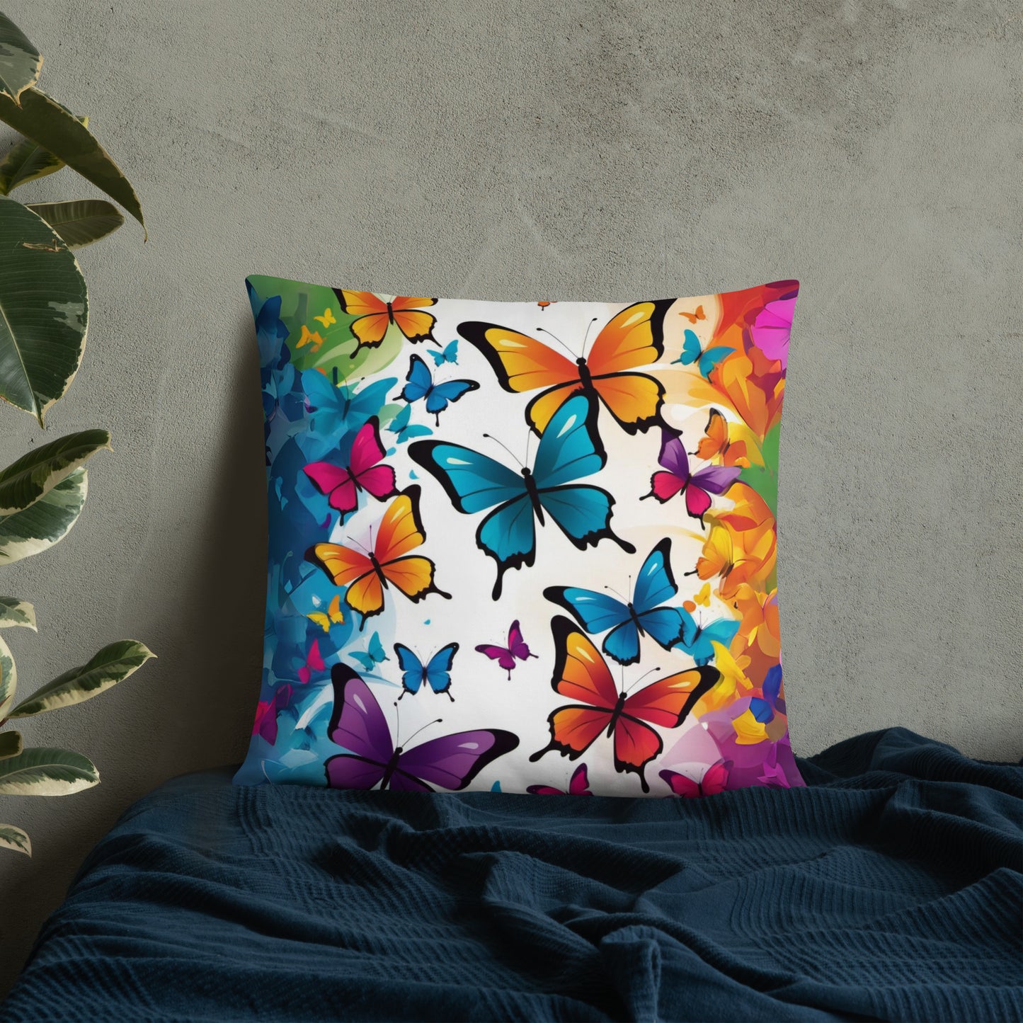 Colorful Butterfly Print Basic Pillow