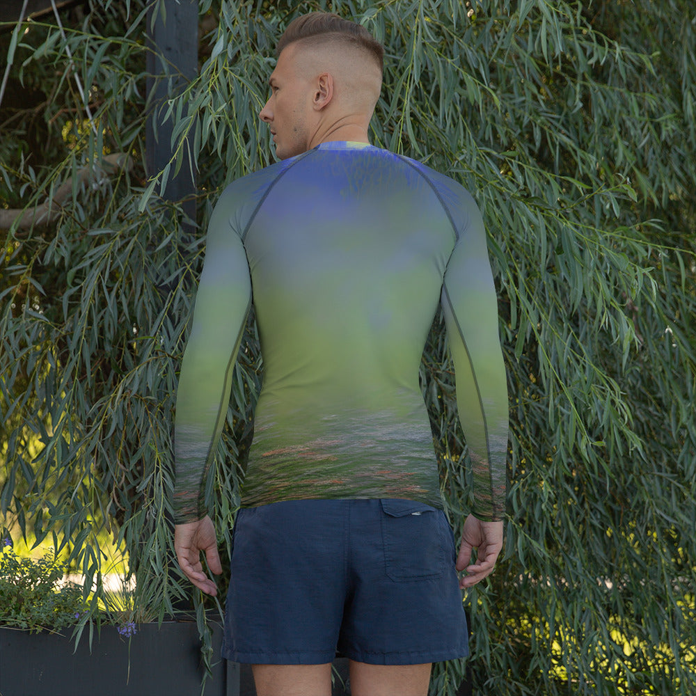 Green abstract Men's Rash Guard, gifts for boyfriend