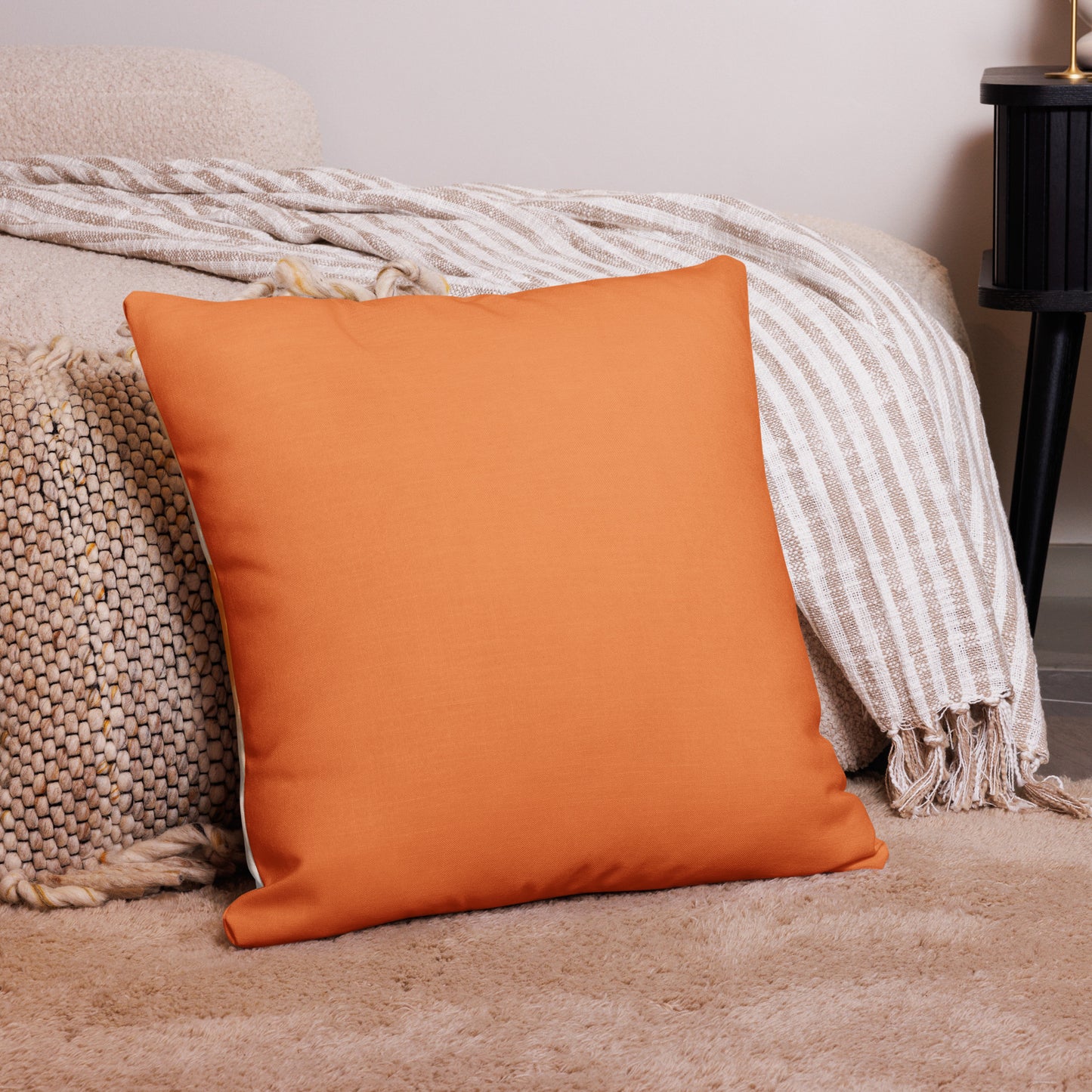 Peach Fuzz & Blue Abstract Premium Pillow: Splash of Luxury