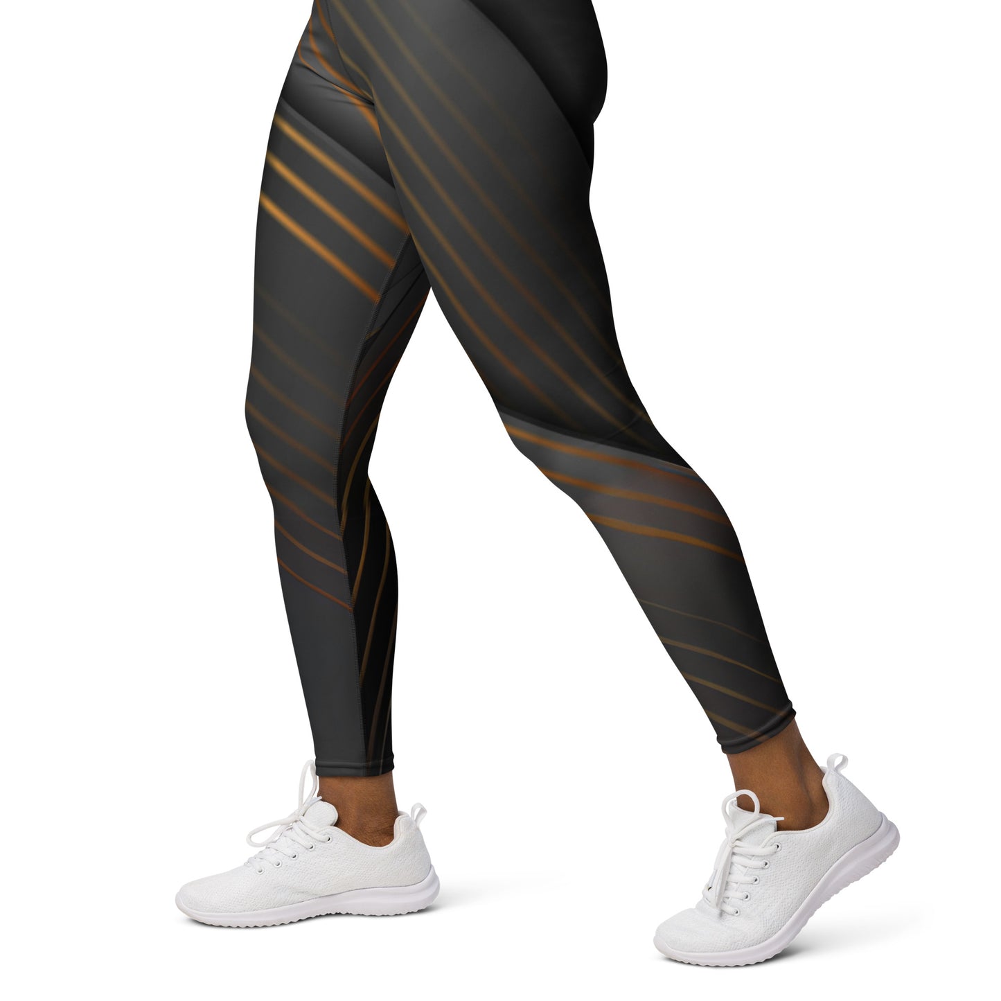 Embrace Elegance in Every Pose with Golden Striped Yoga Leggings