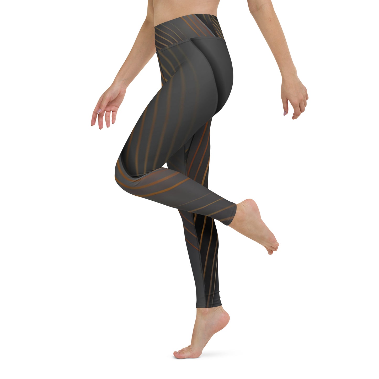 Embrace Elegance in Every Pose with Golden Striped Yoga Leggings