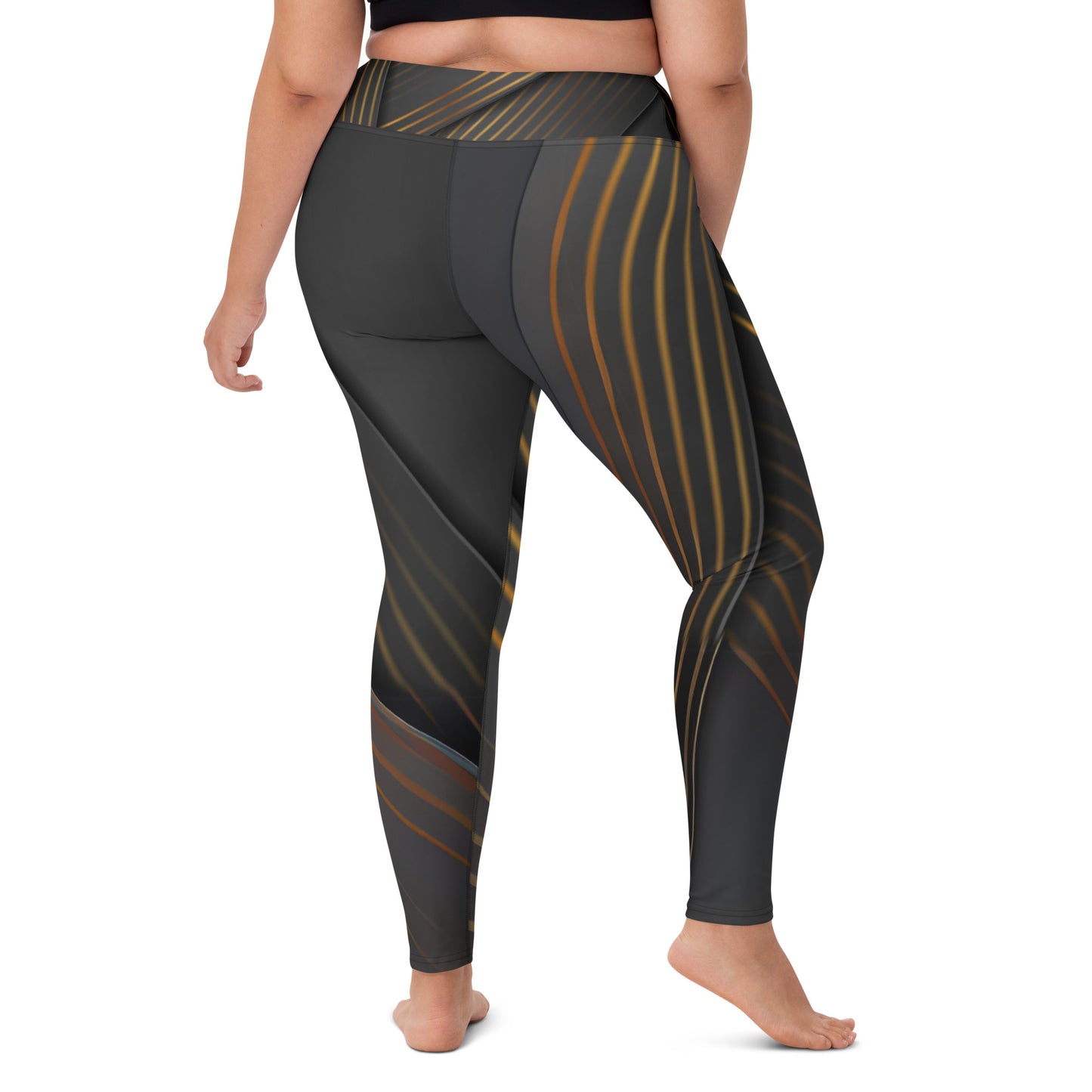 Embrace Elegance in Every Pose with Golden Striped Yoga Leggings