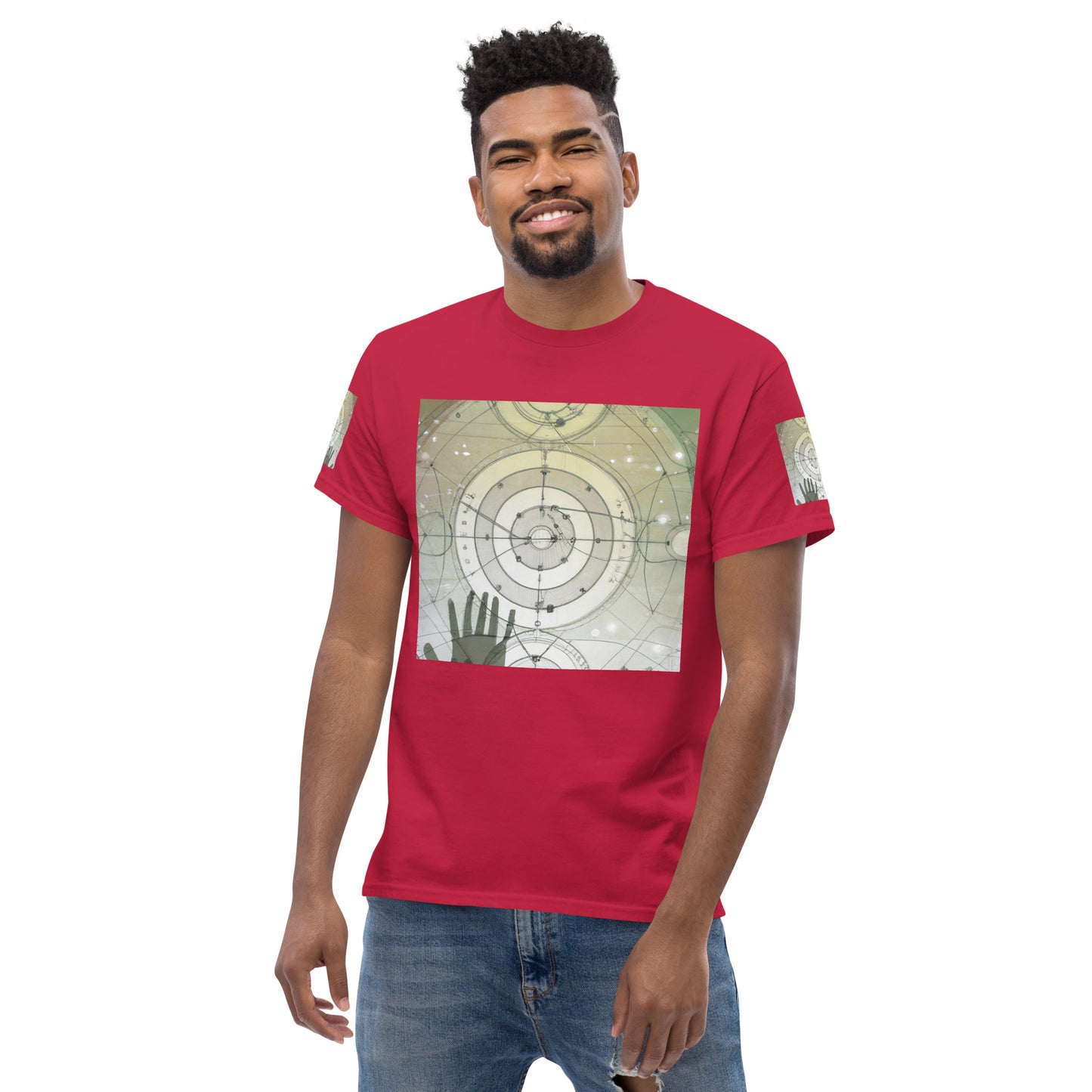 Urban Elegance: Men's Classic Tee with Abstract Balance Print