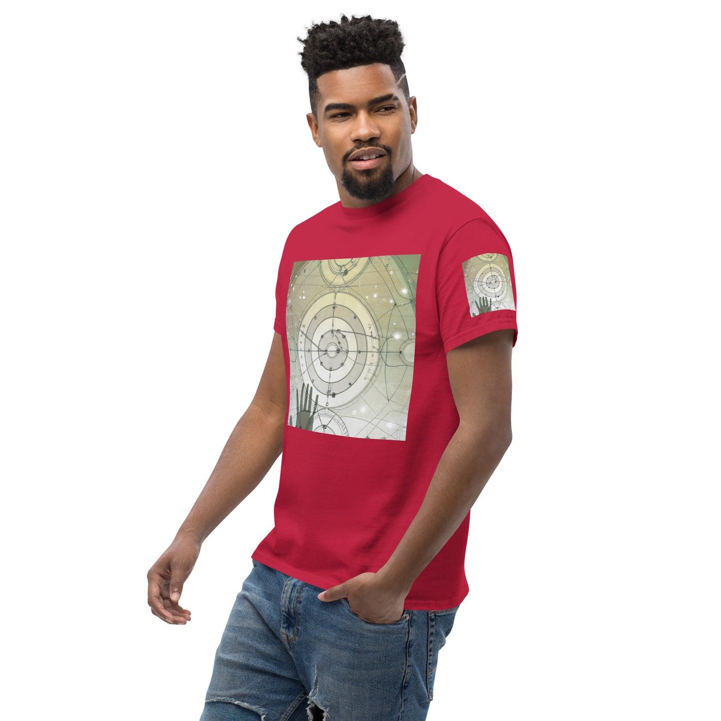 Urban Elegance: Men's Classic Tee with Abstract Balance Print