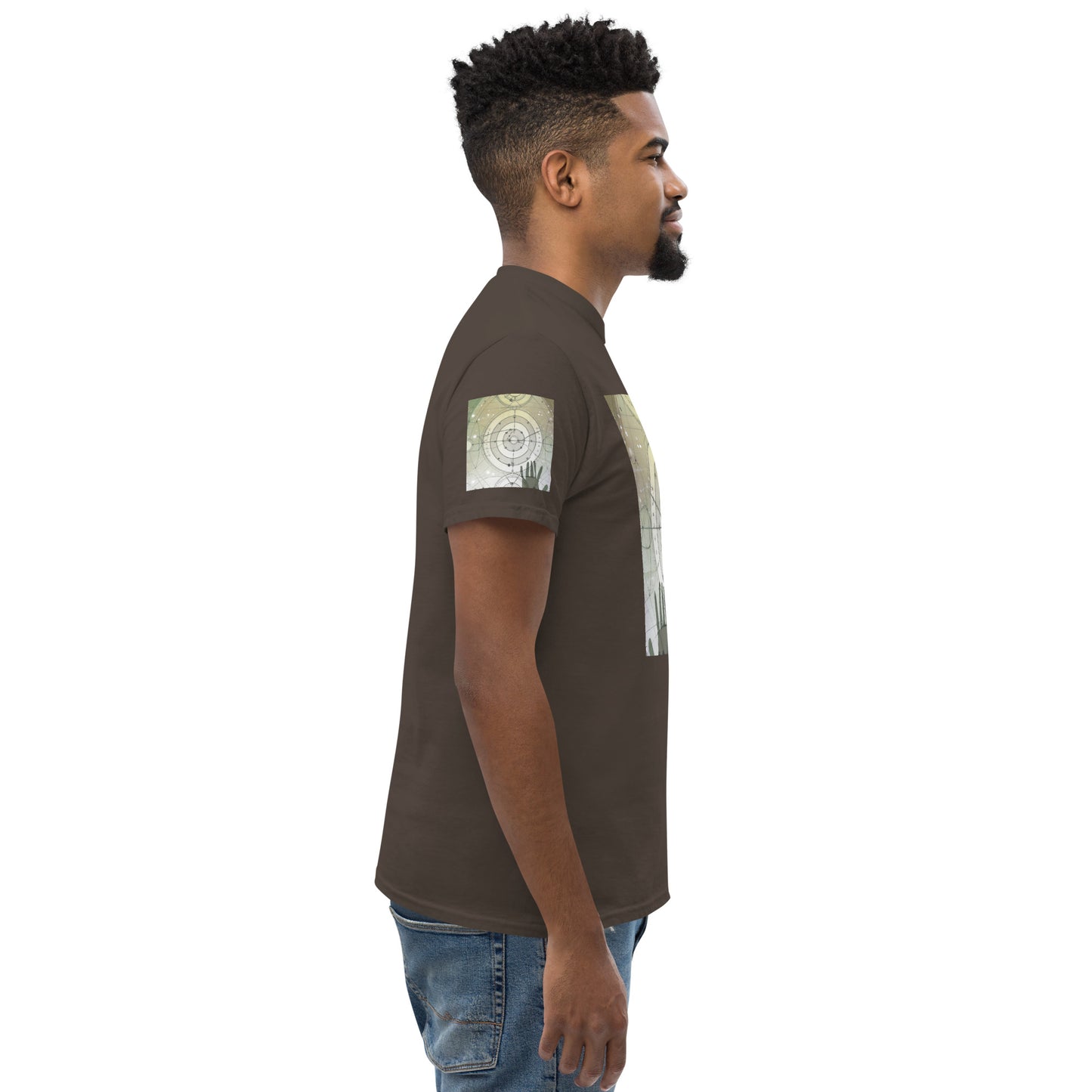 Urban Elegance: Men's Classic Tee with Abstract Balance Print