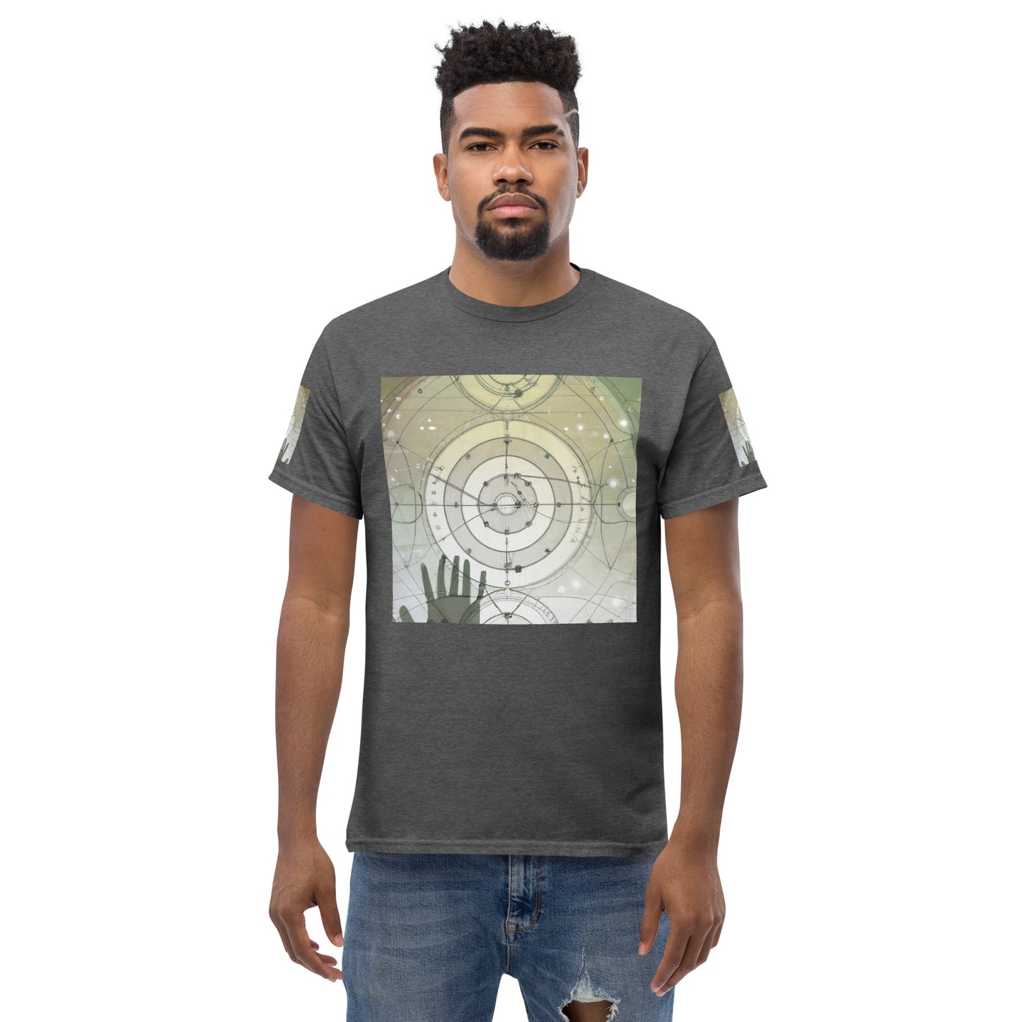 Urban Elegance: Men's Classic Tee with Abstract Balance Print