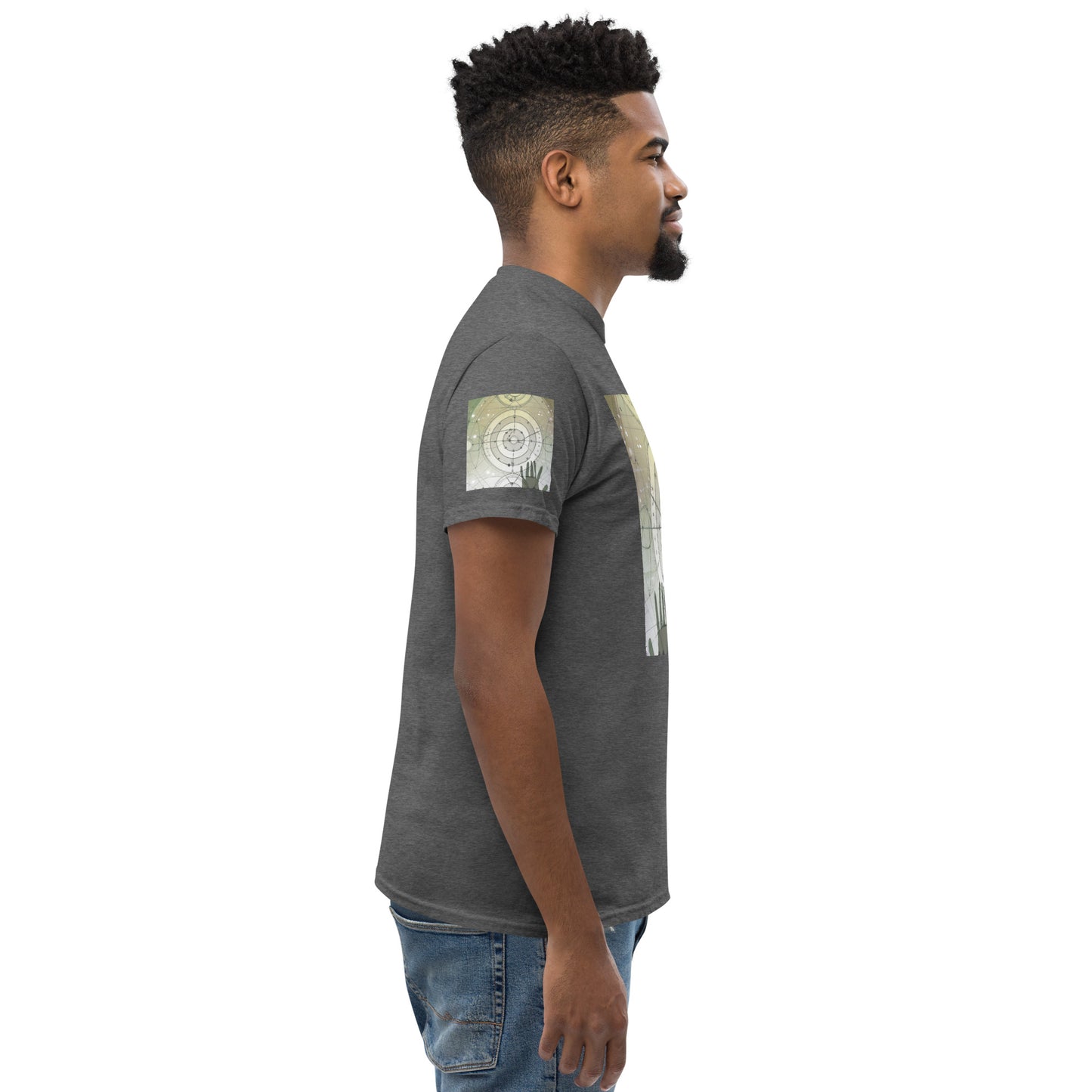 Urban Elegance: Men's Classic Tee with Abstract Balance Print