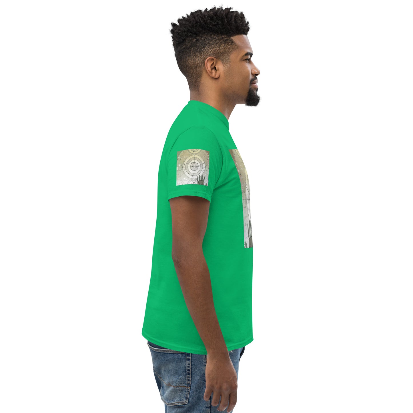 Urban Elegance: Men's Classic Tee with Abstract Balance Print