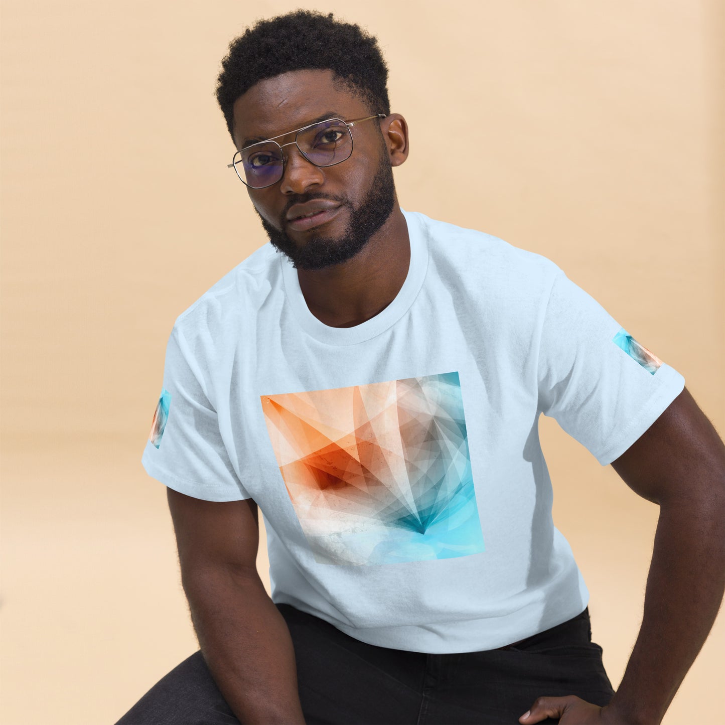 Elevate Your Style: Peach Fuzz&Blue Tee