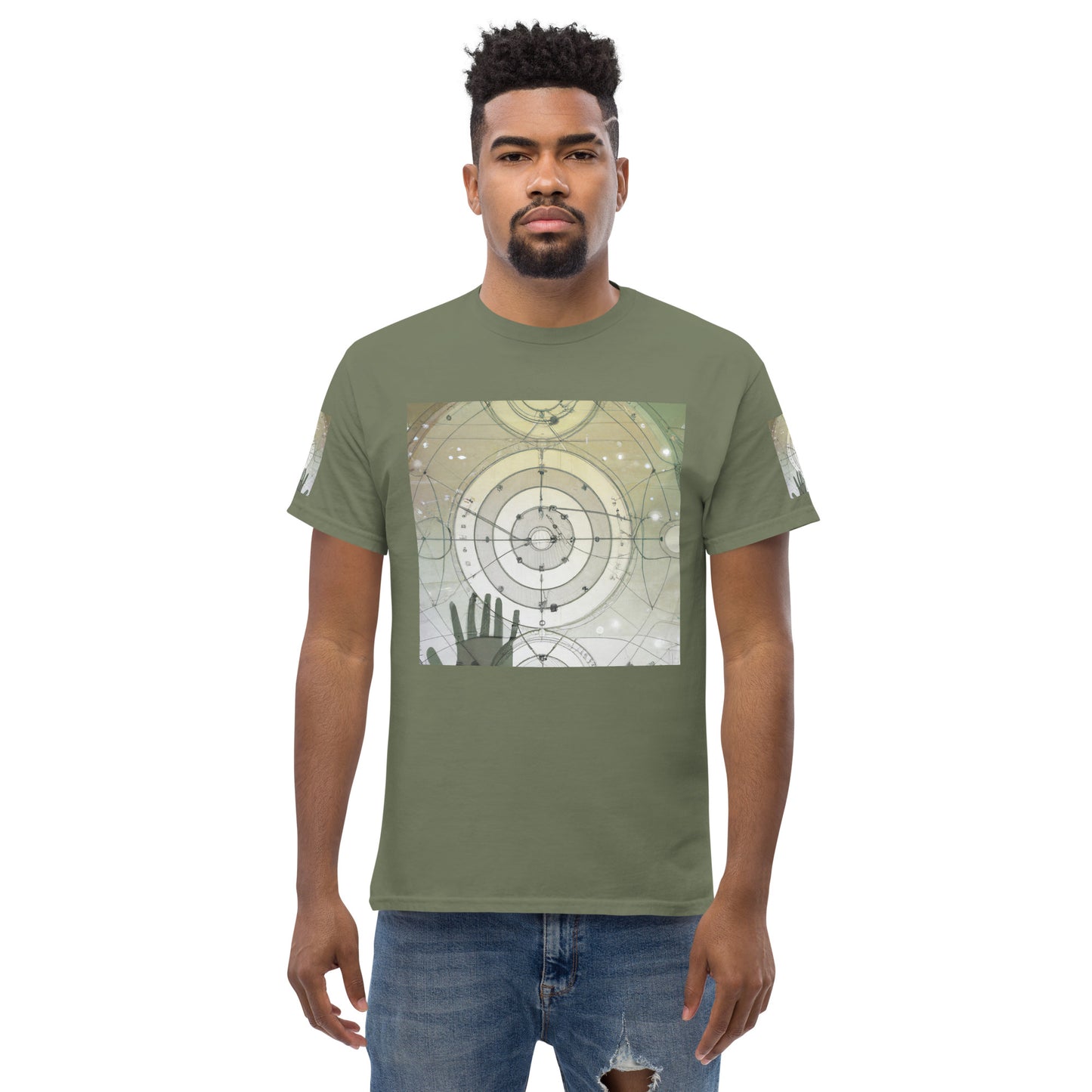 Urban Elegance: Men's Classic Tee with Abstract Balance Print