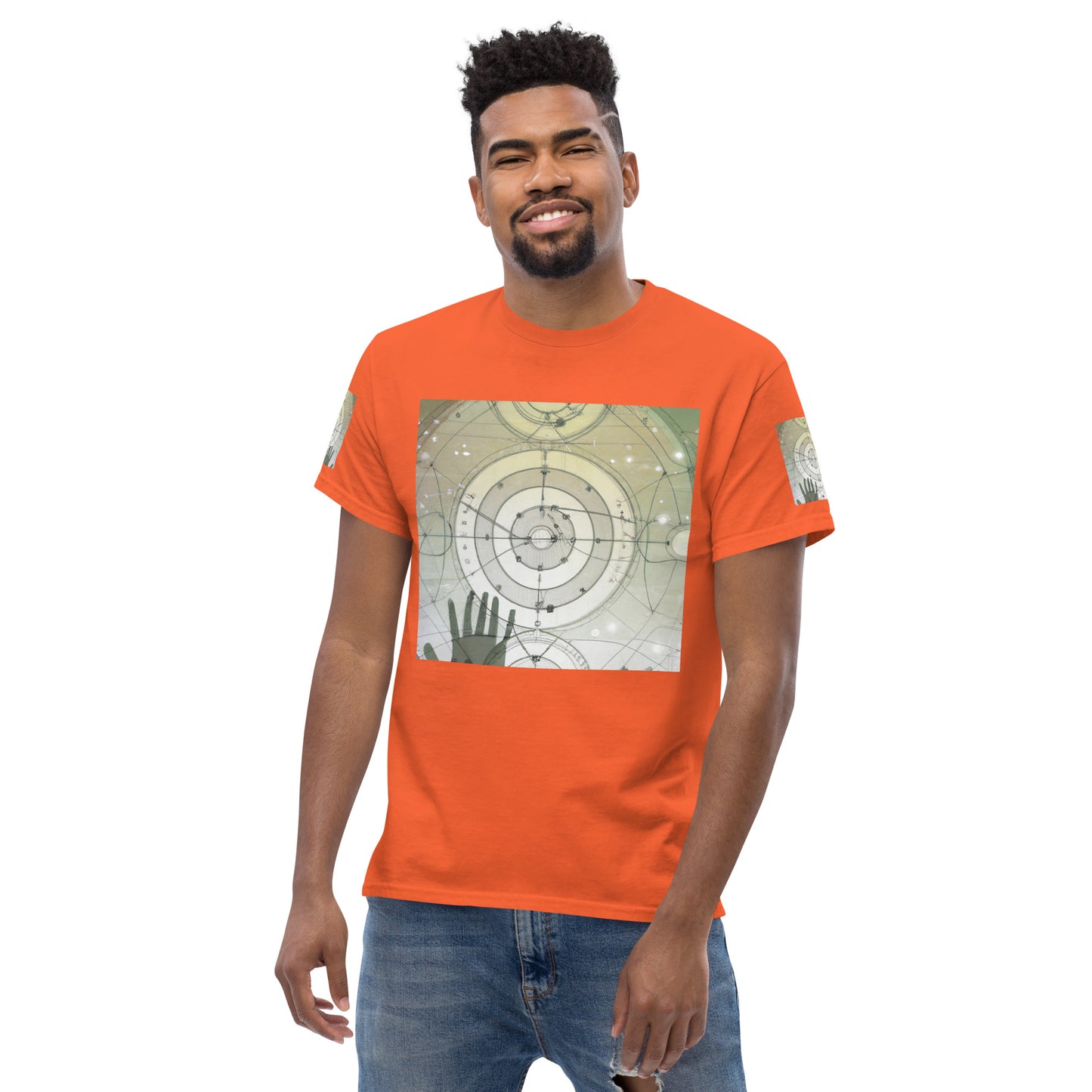 Urban Elegance: Men's Classic Tee with Abstract Balance Print