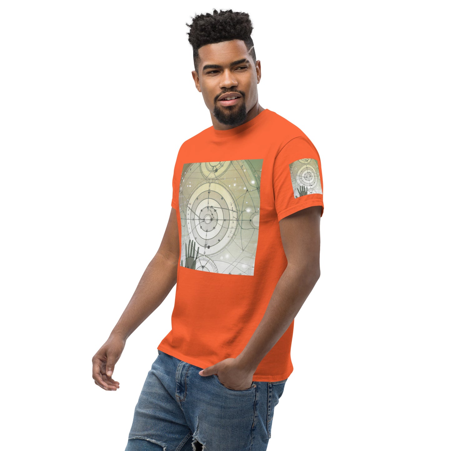 Urban Elegance: Men's Classic Tee with Abstract Balance Print