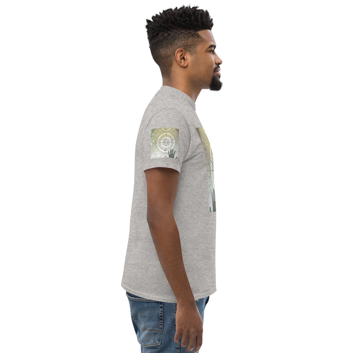 Urban Elegance: Men's Classic Tee with Abstract Balance Print