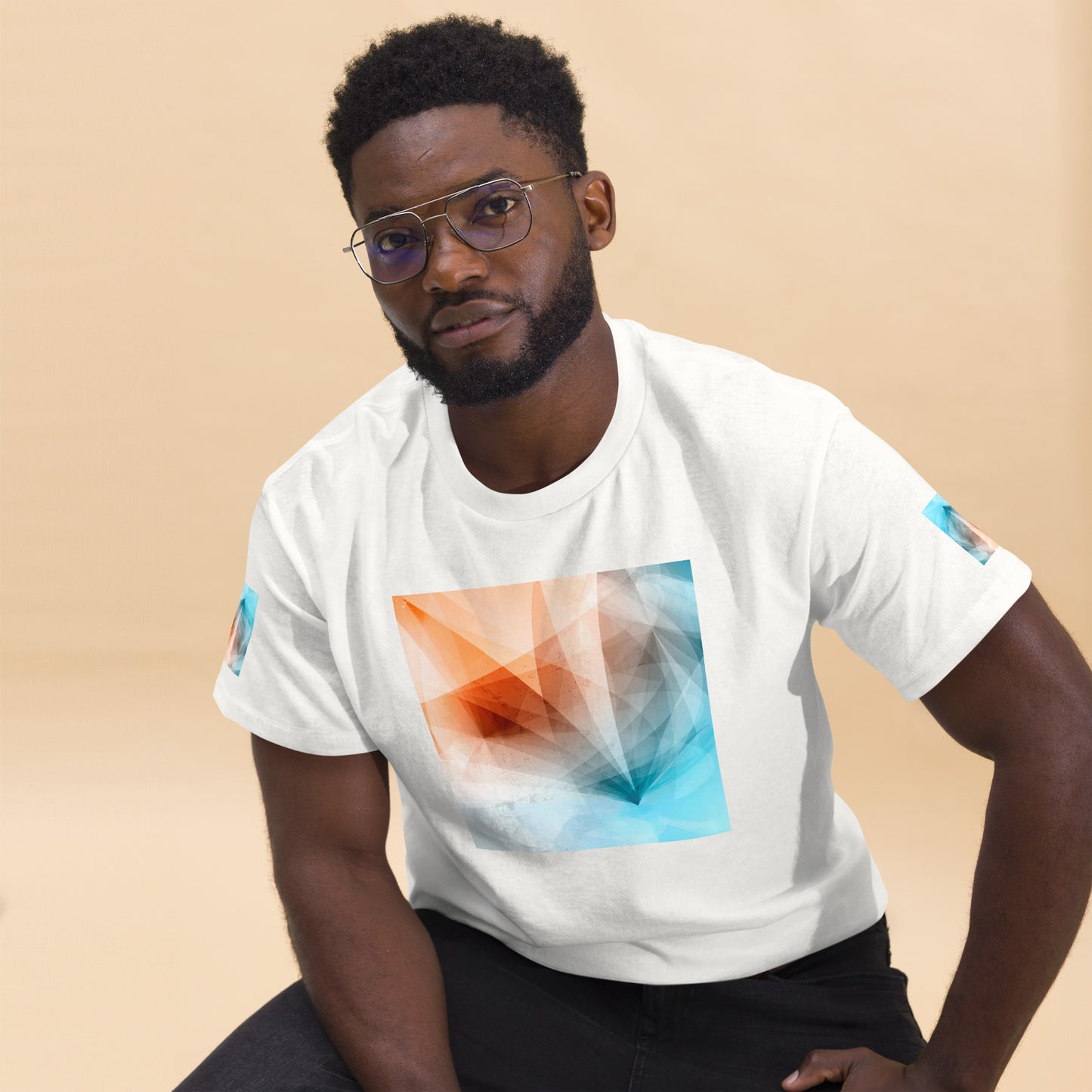 Elevate Your Style: Peach Fuzz&Blue Tee