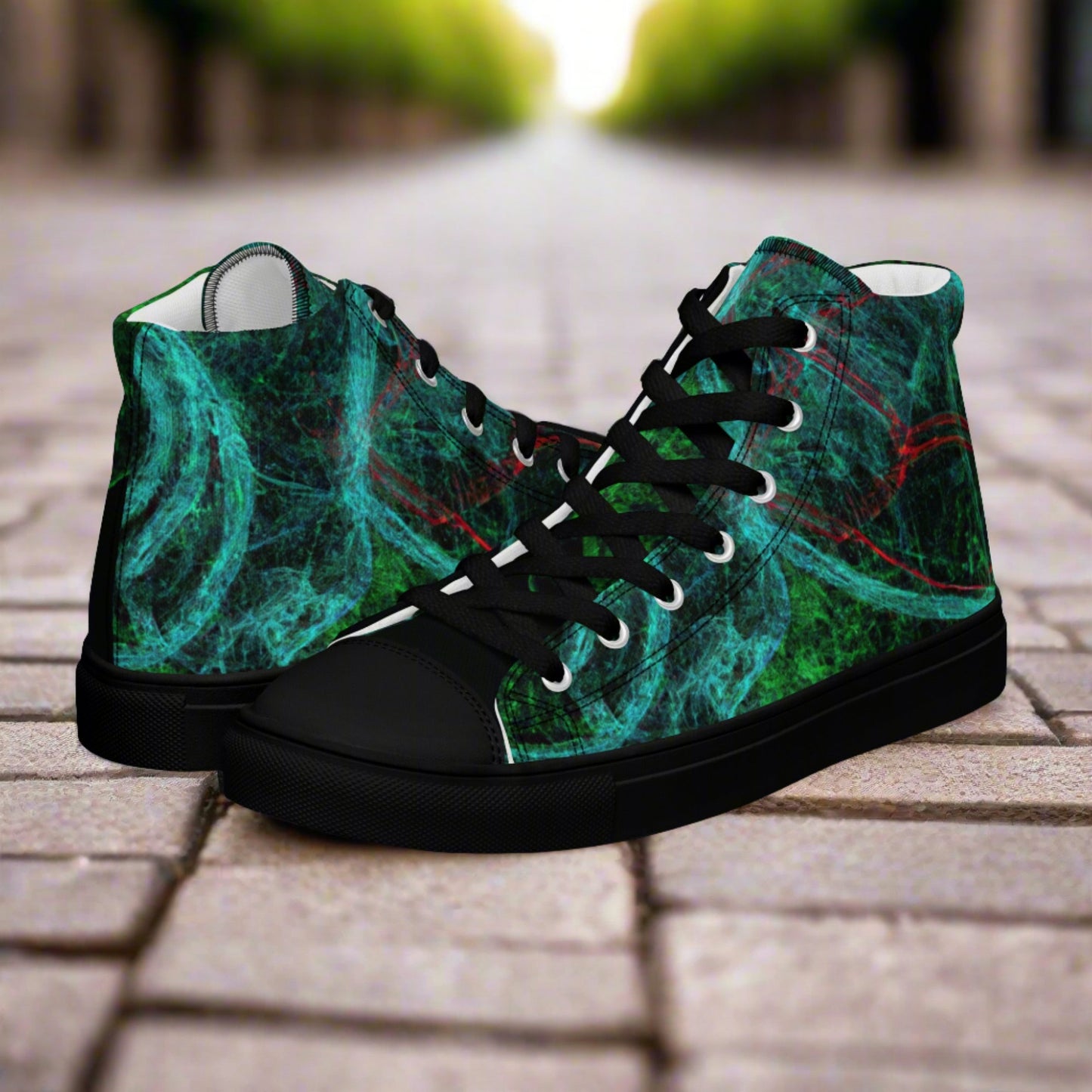 Elevate Your Style: Unique Dark Green Abstract High Tops | Limited Edition