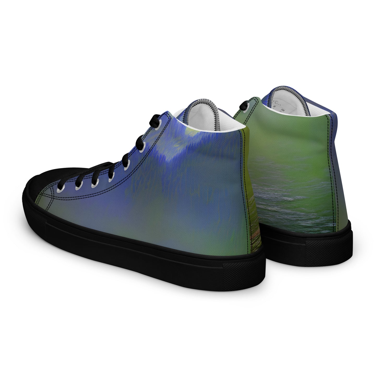 Elevate Your Style with Our Teal Abstract Men's High Top Shoes - Shop Now!