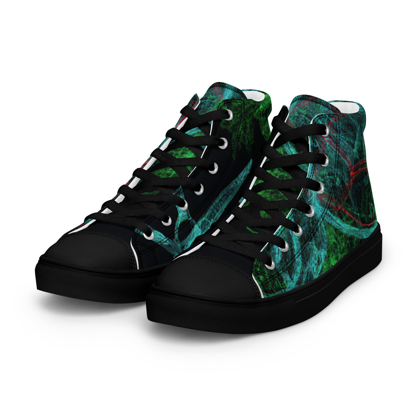 Elevate Your Style: Unique Dark Green Abstract High Tops | Limited Edition