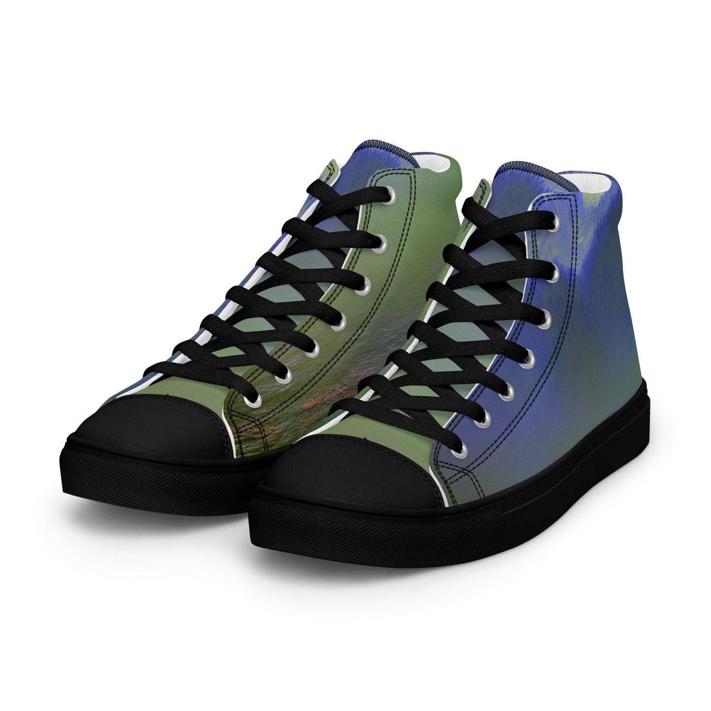 Elevate Your Style with Our Teal Abstract Men's High Top Shoes - Shop Now!