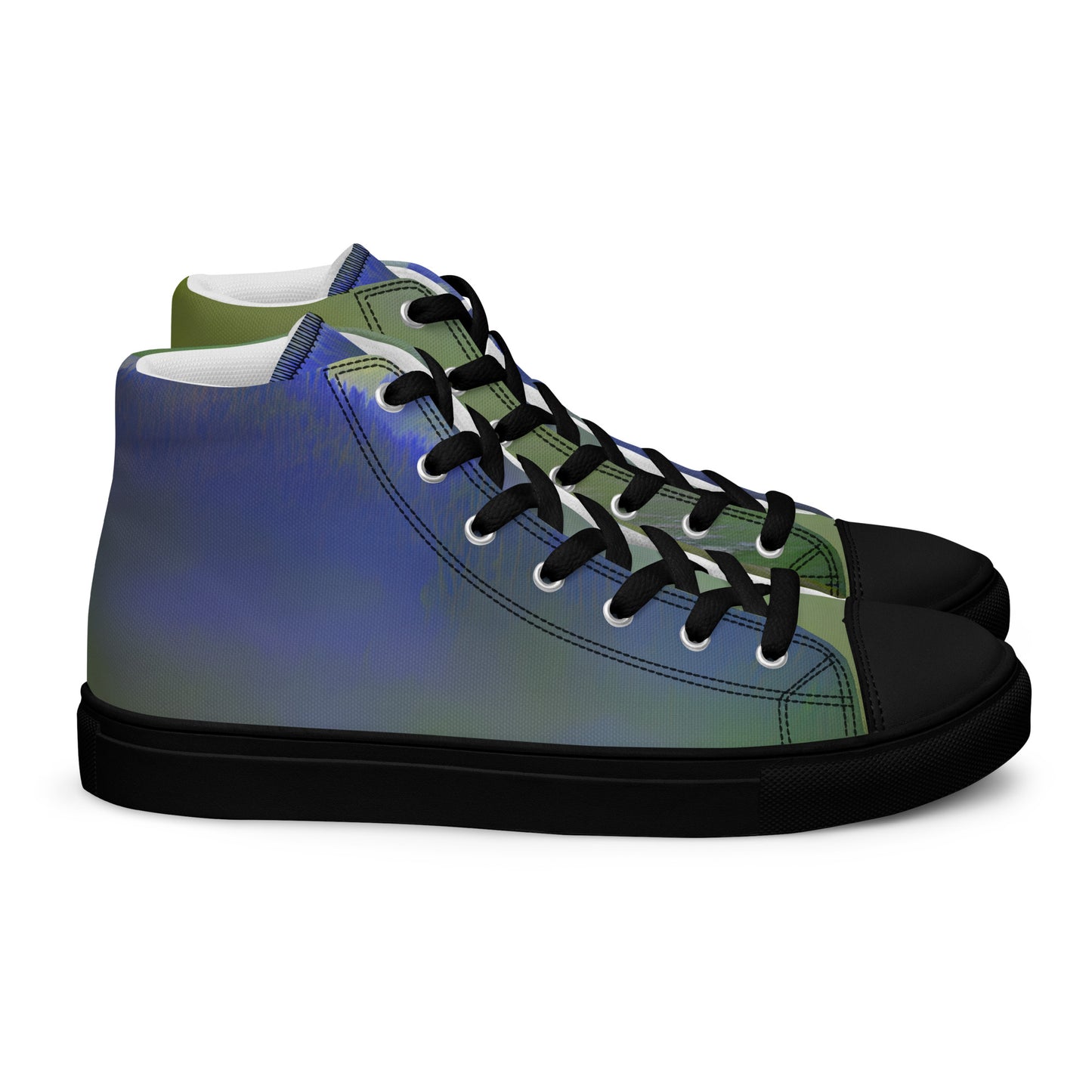 Elevate Your Style with Our Teal Abstract Men's High Top Shoes - Shop Now!