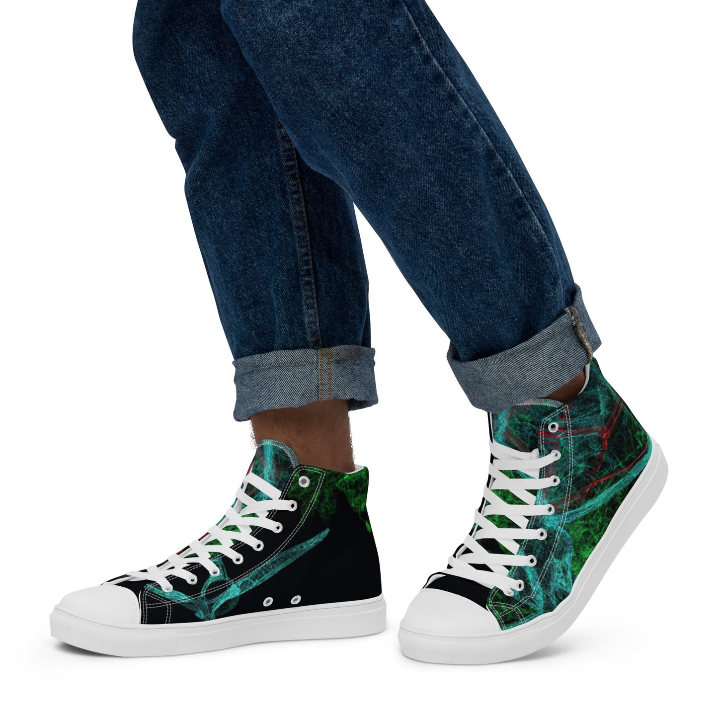 Elevate Your Style: Unique Dark Green Abstract High Tops | Limited Edition