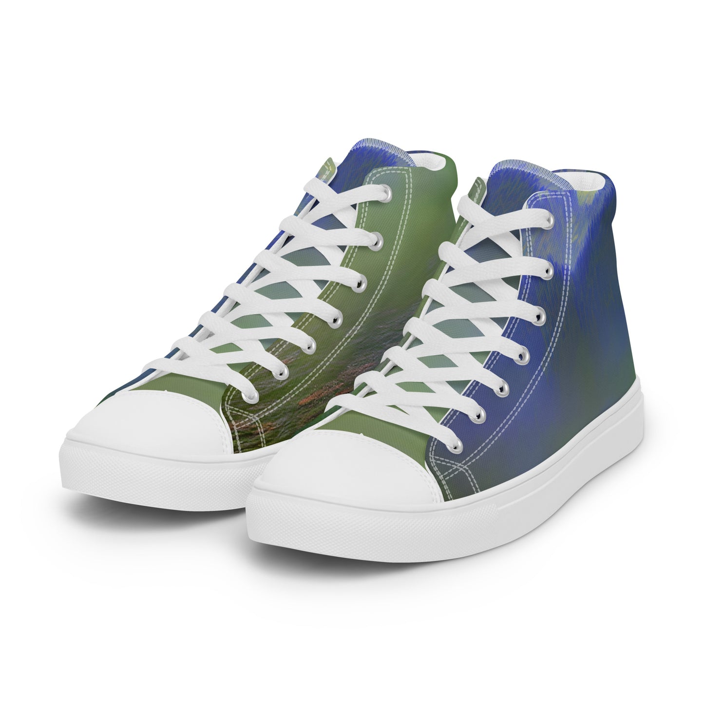 Elevate Your Style with Our Teal Abstract Men's High Top Shoes - Shop Now!