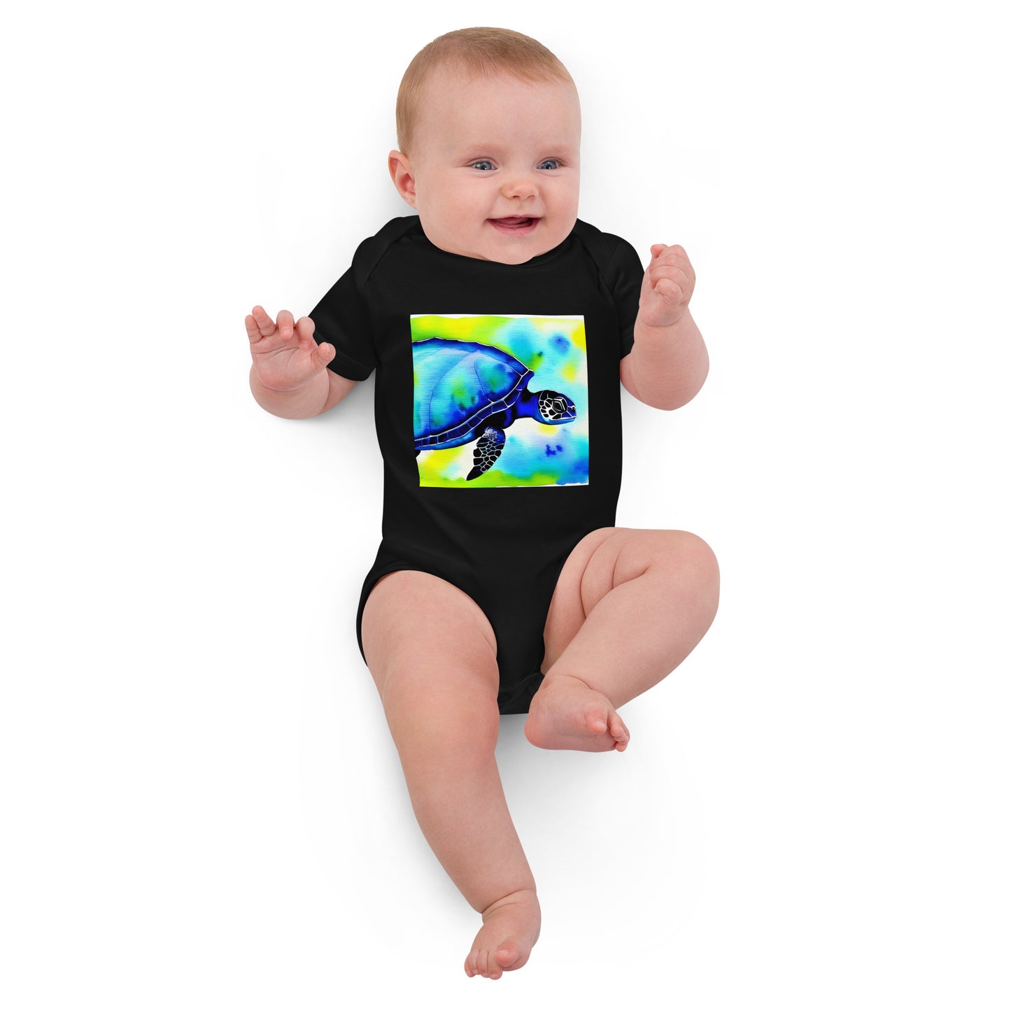 Eco-Friendly Sea Turtle Baby Romper | Sustainable Infant Clothing | Unisex Onesie