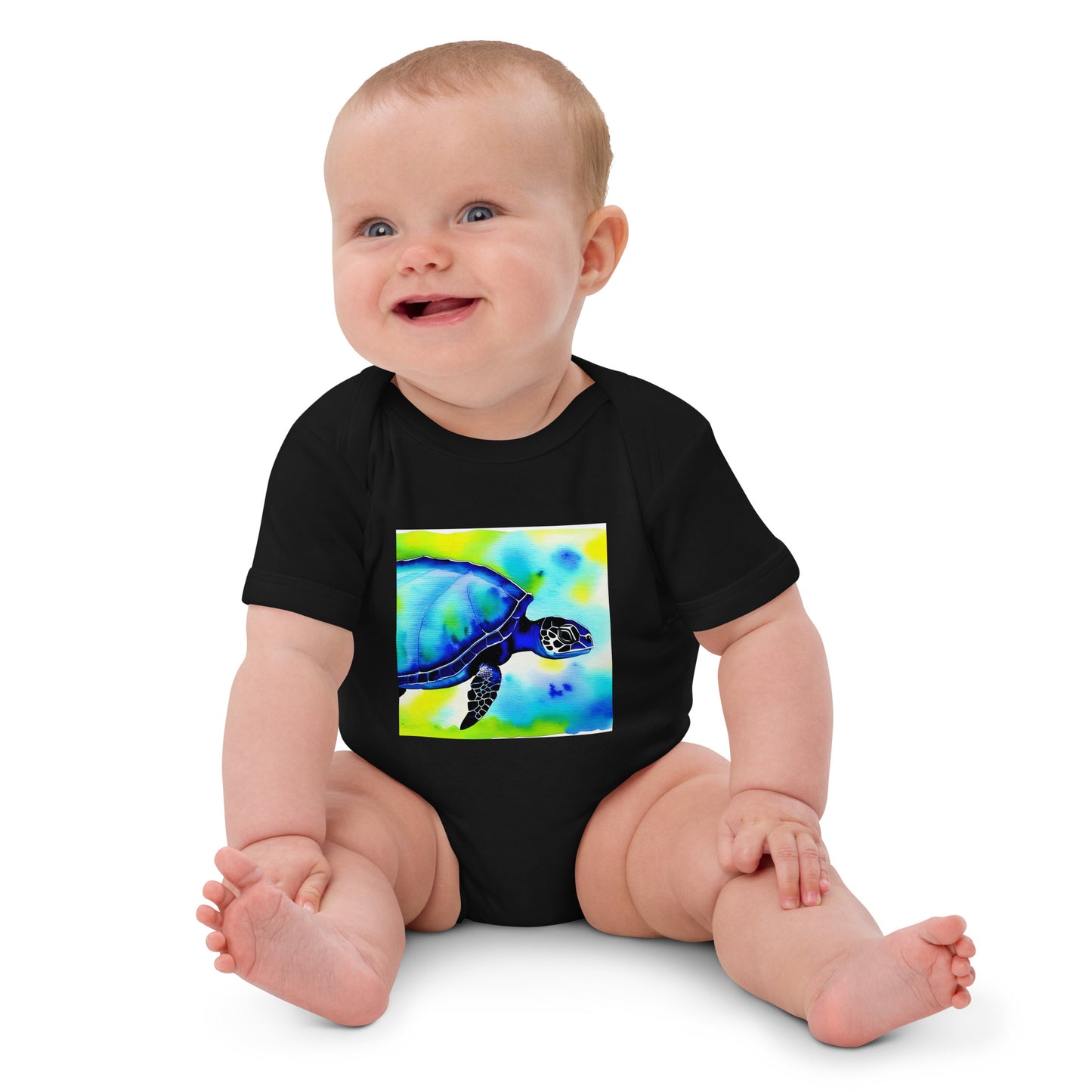 Eco-Friendly Sea Turtle Baby Romper | Sustainable Infant Clothing | Unisex Onesie