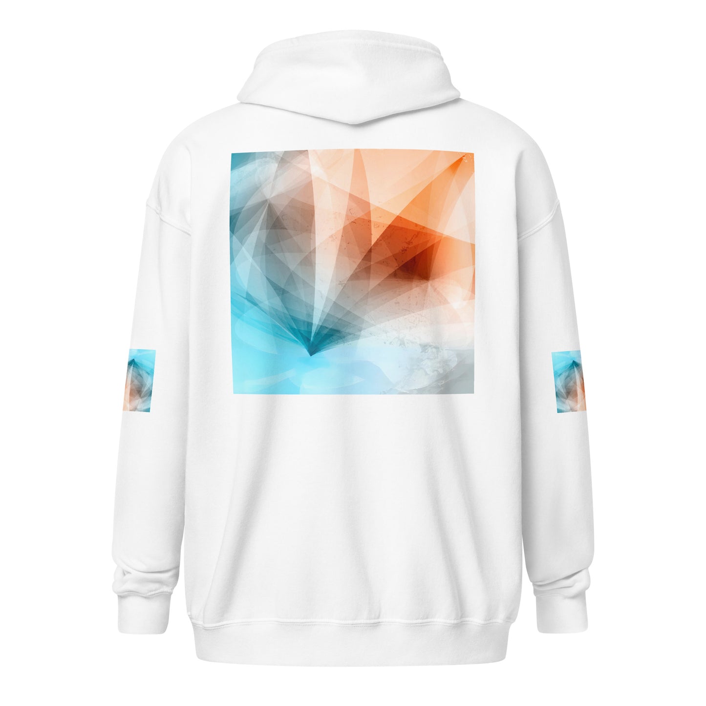 Embrace Style & Comfort: Peach Fuzz & Blue Zip Unisex Hoodie