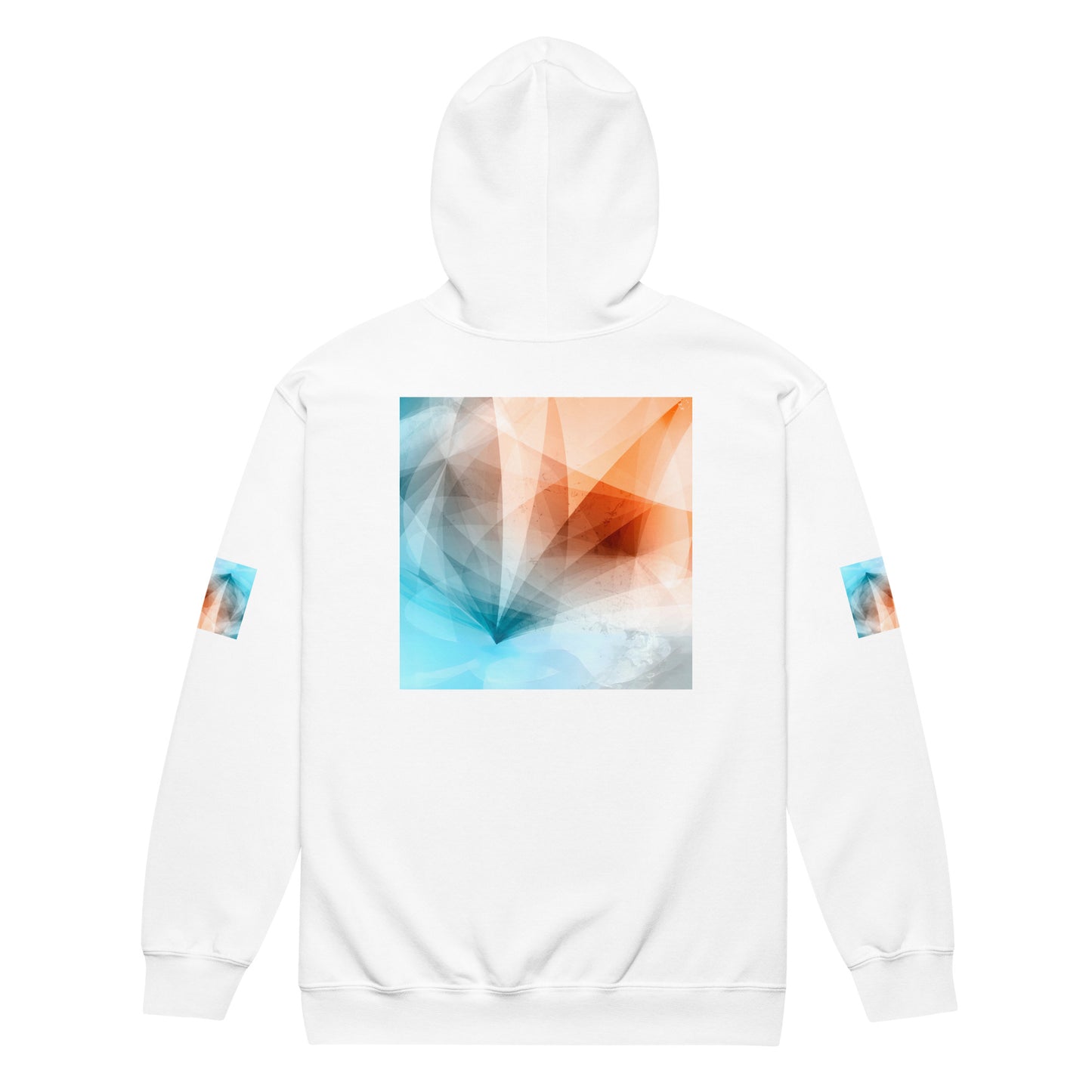 Embrace Style & Comfort: Peach Fuzz & Blue Zip Unisex Hoodie