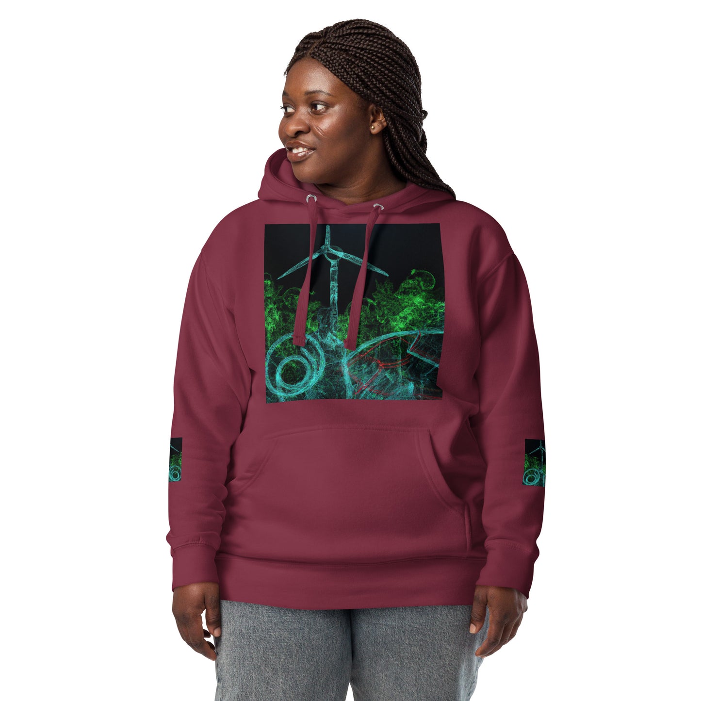 Stay Warm and Stylish with Our Abstract Green Unisex Hoodie - Shop Now!