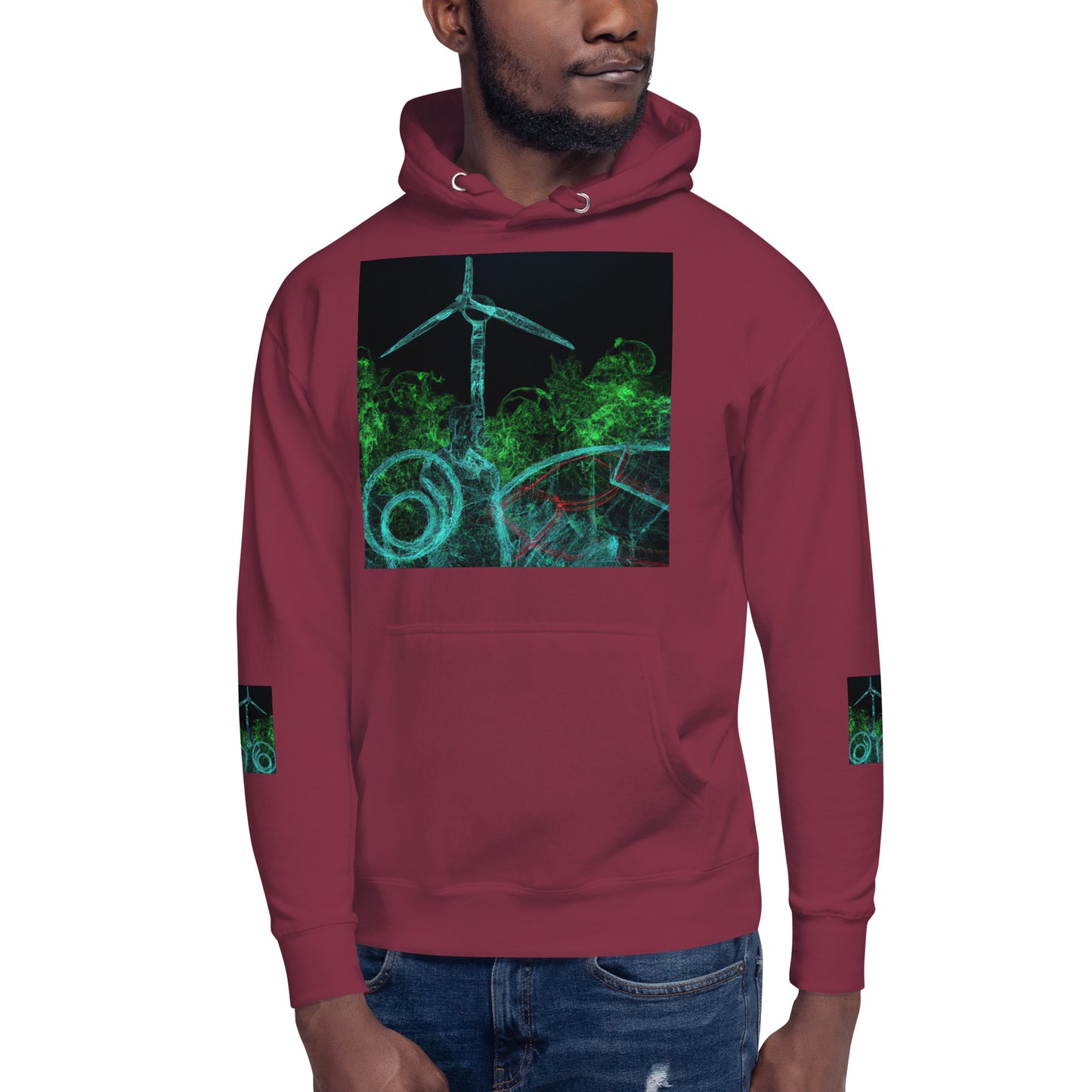 Stay Warm and Stylish with Our Abstract Green Unisex Hoodie - Shop Now!