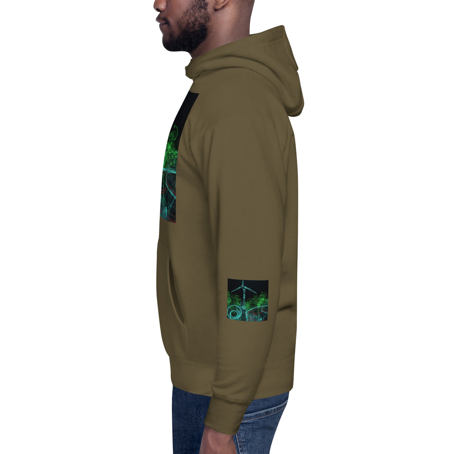 Stay Warm and Stylish with Our Abstract Green Unisex Hoodie - Shop Now!