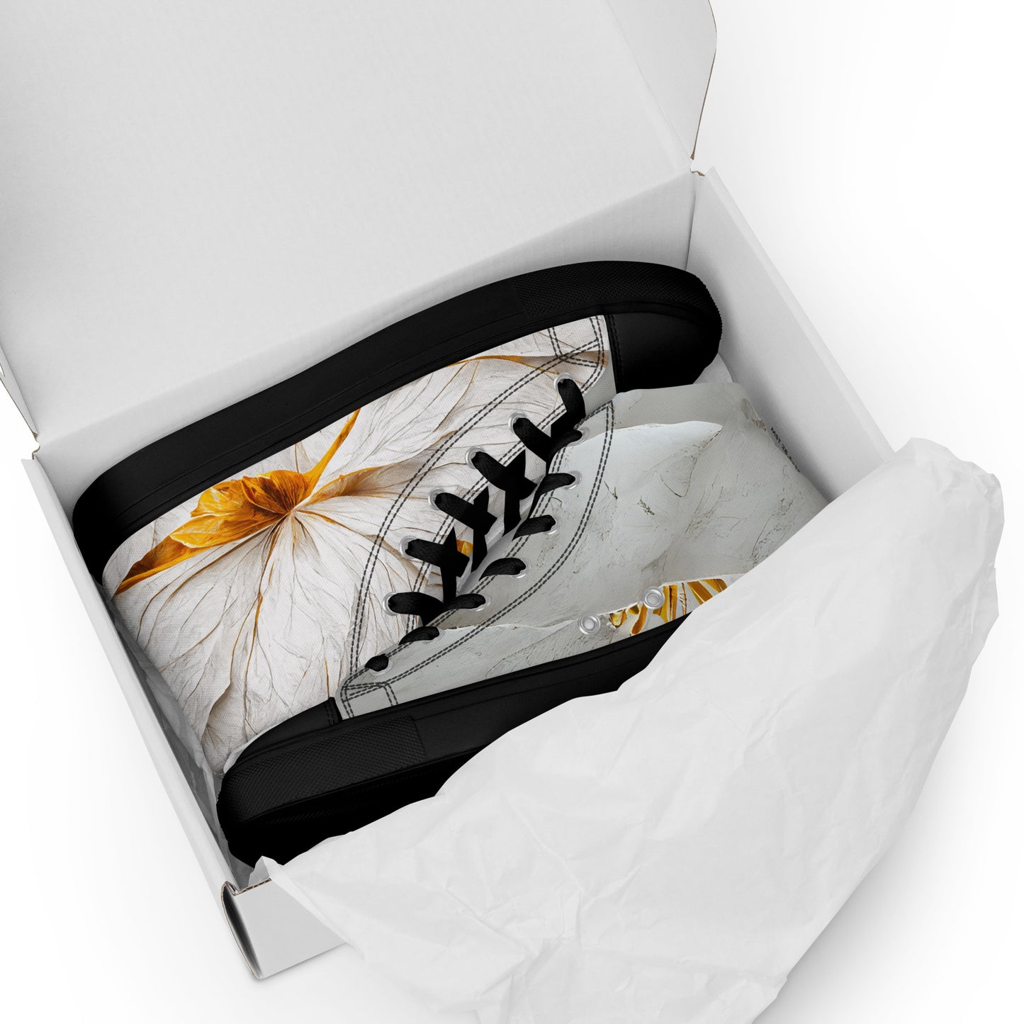 Elevate Your Style with Gold Floral Women's High Top Shoes - Order Now!