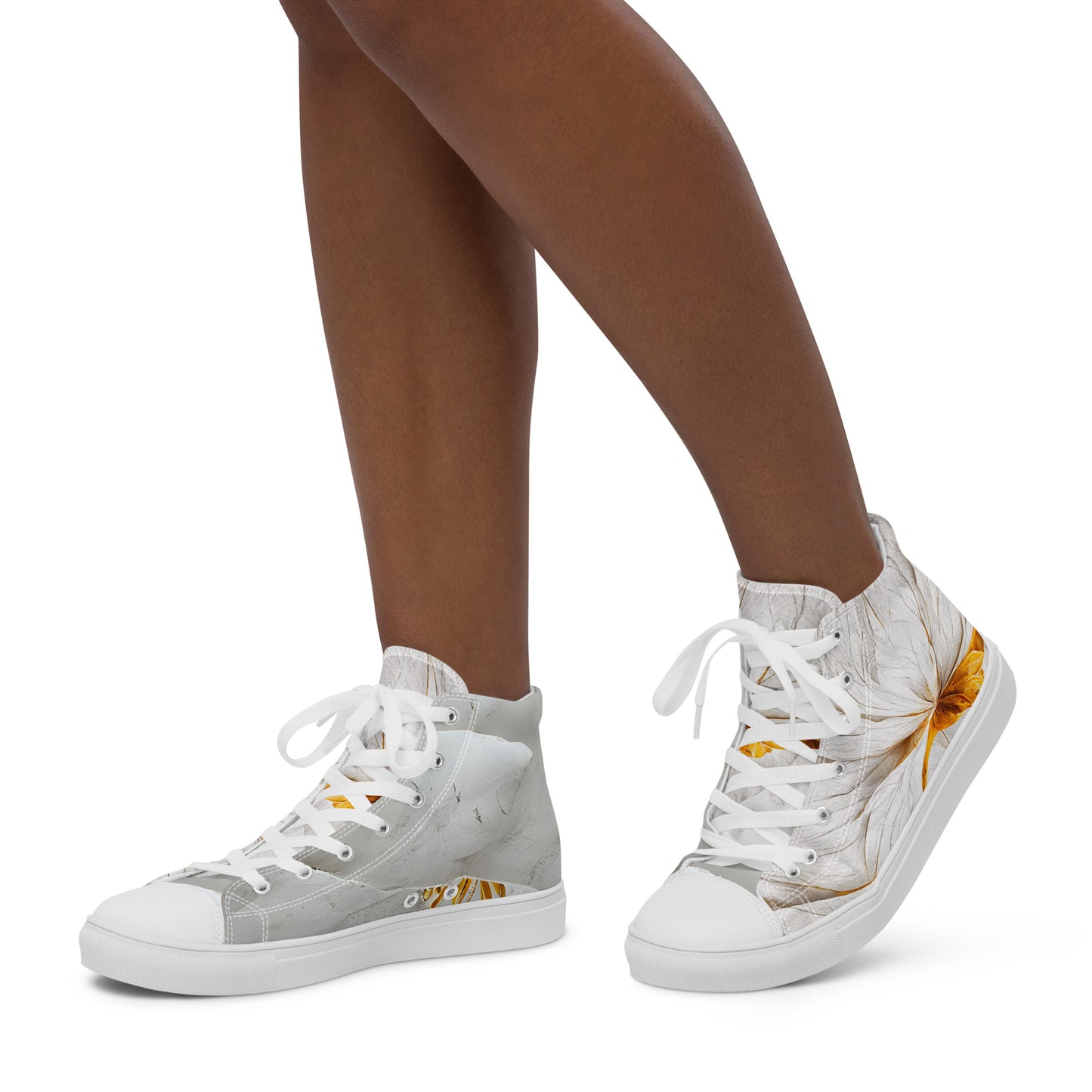 Elevate Your Style with Gold Floral Women's High Top Shoes - Order Now!