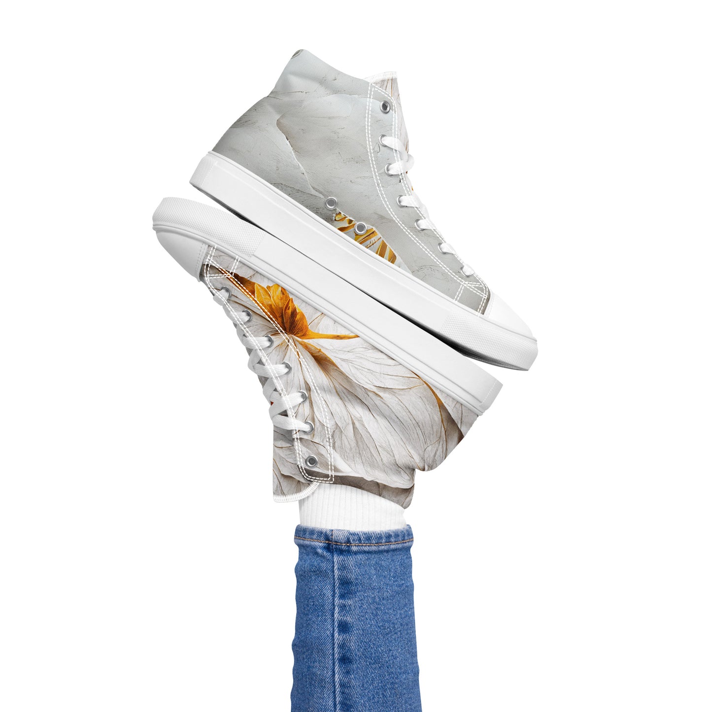 Elevate Your Style with Gold Floral Women's High Top Shoes - Order Now!