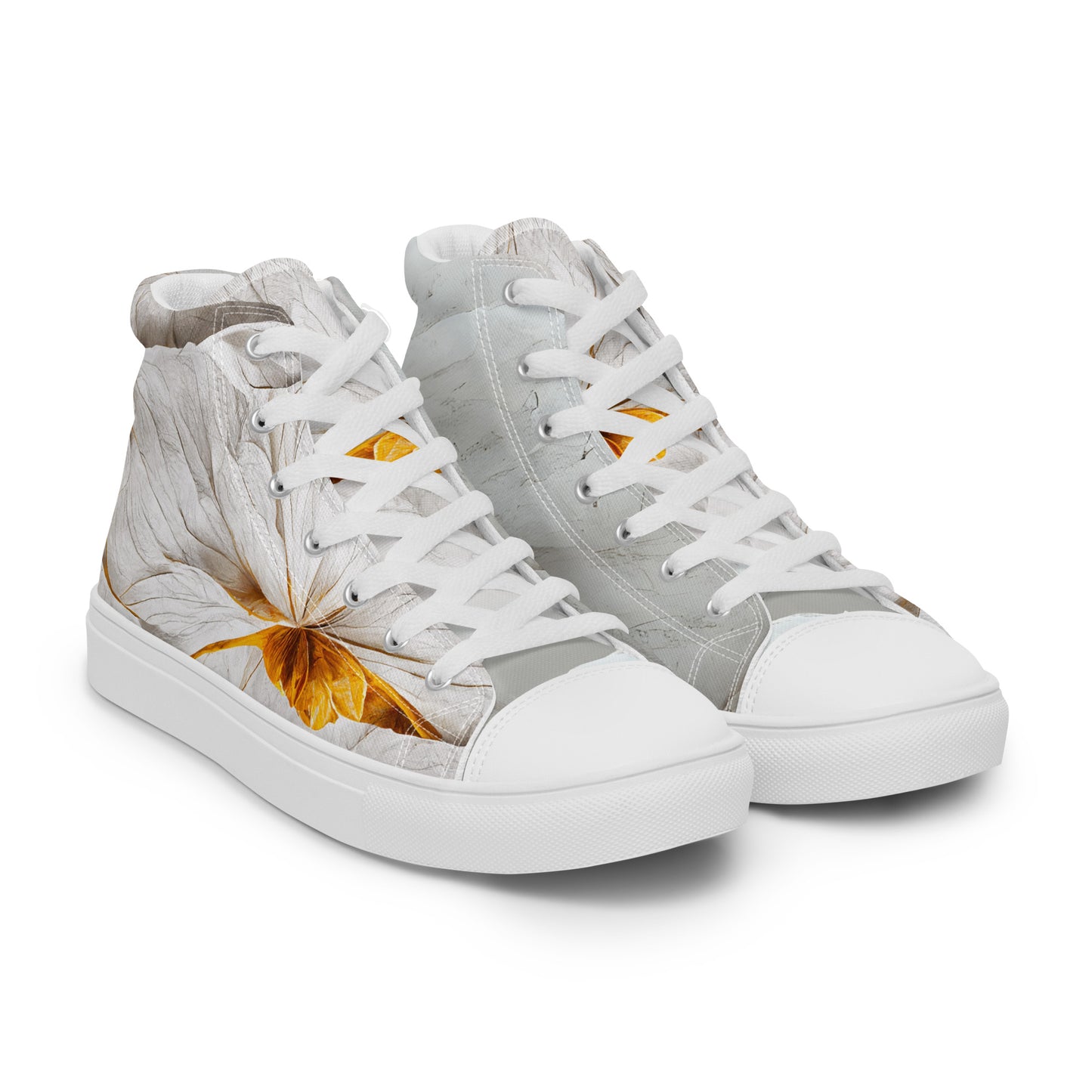 Elevate Your Style with Gold Floral Women's High Top Shoes - Order Now!